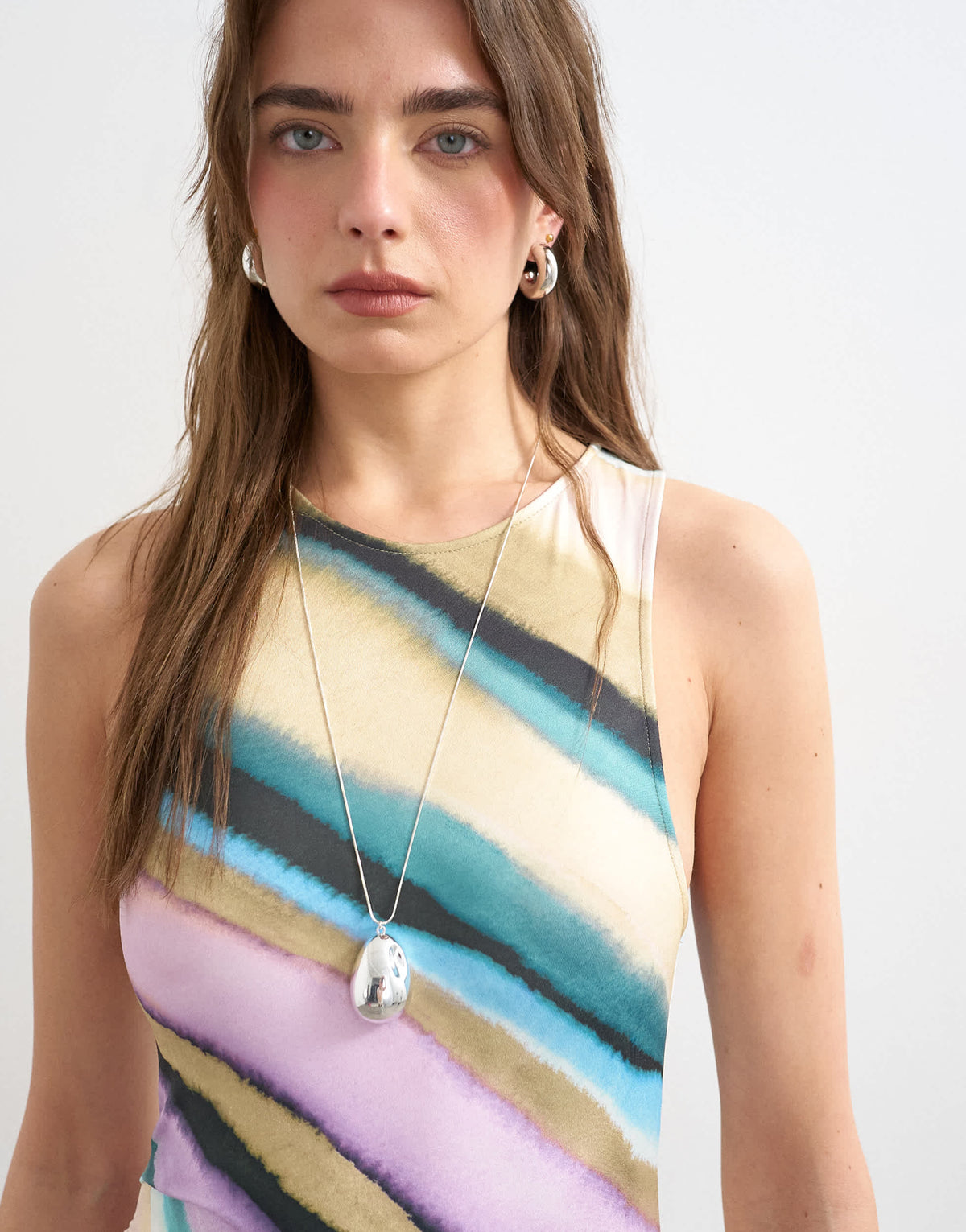 Topshop stripe ruched detail maxi dress in lilac