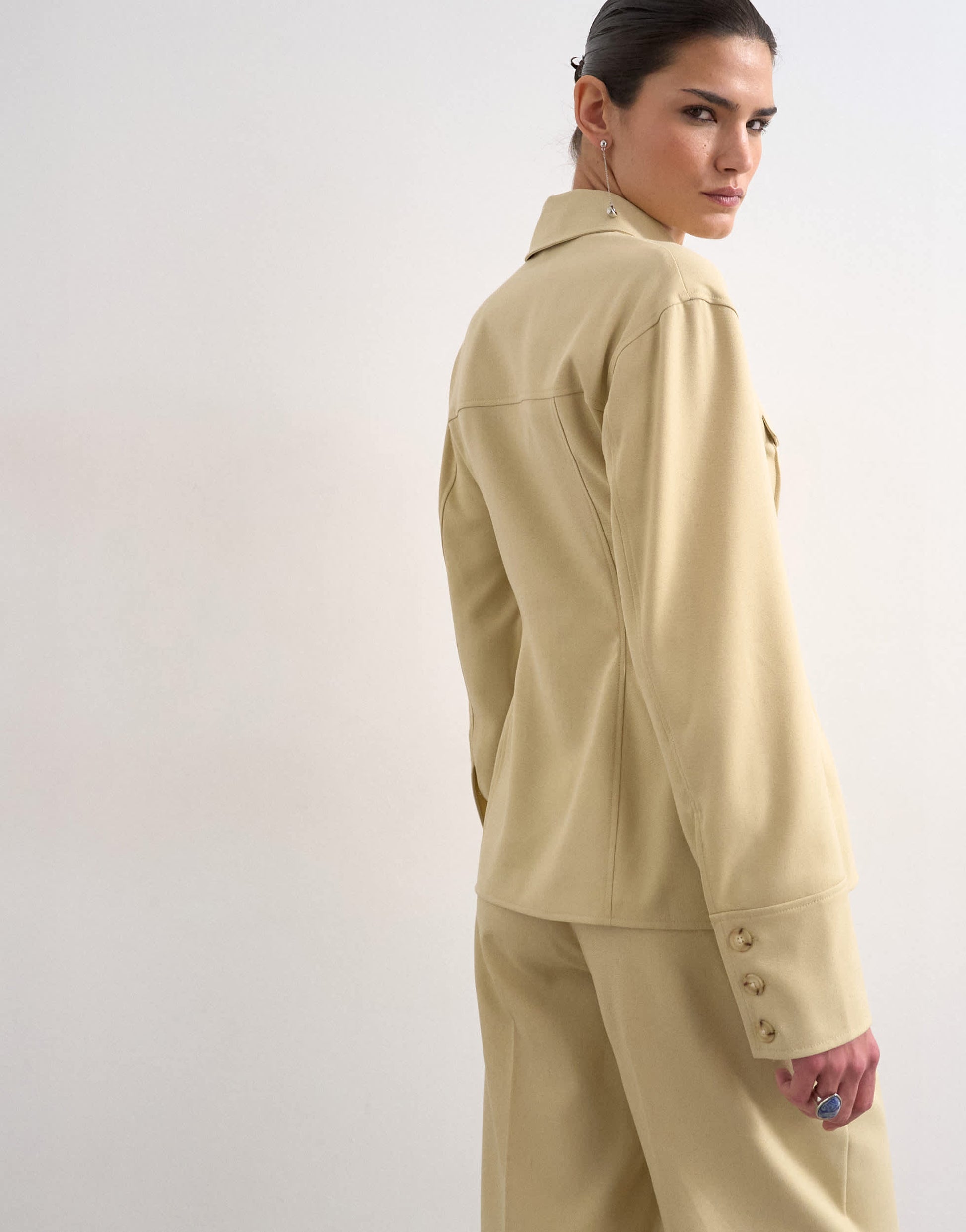 Topshop co ord tailored shirt with pleats in sage