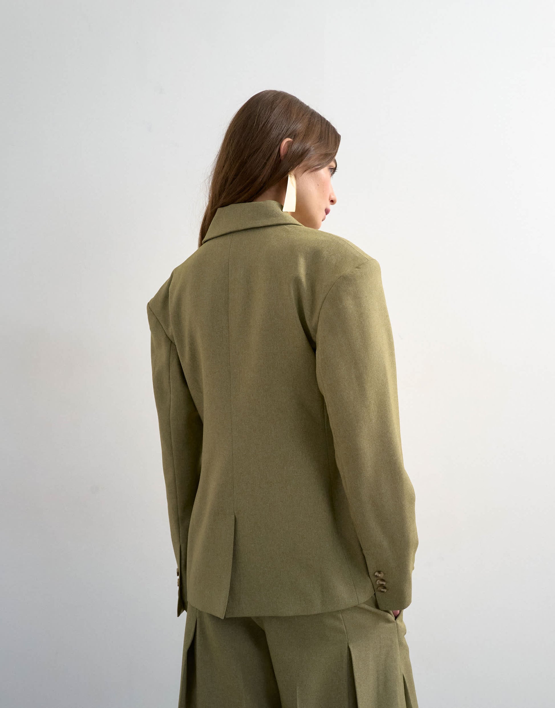 Topshop co ord cinched padded shoulder blazer in taupe
