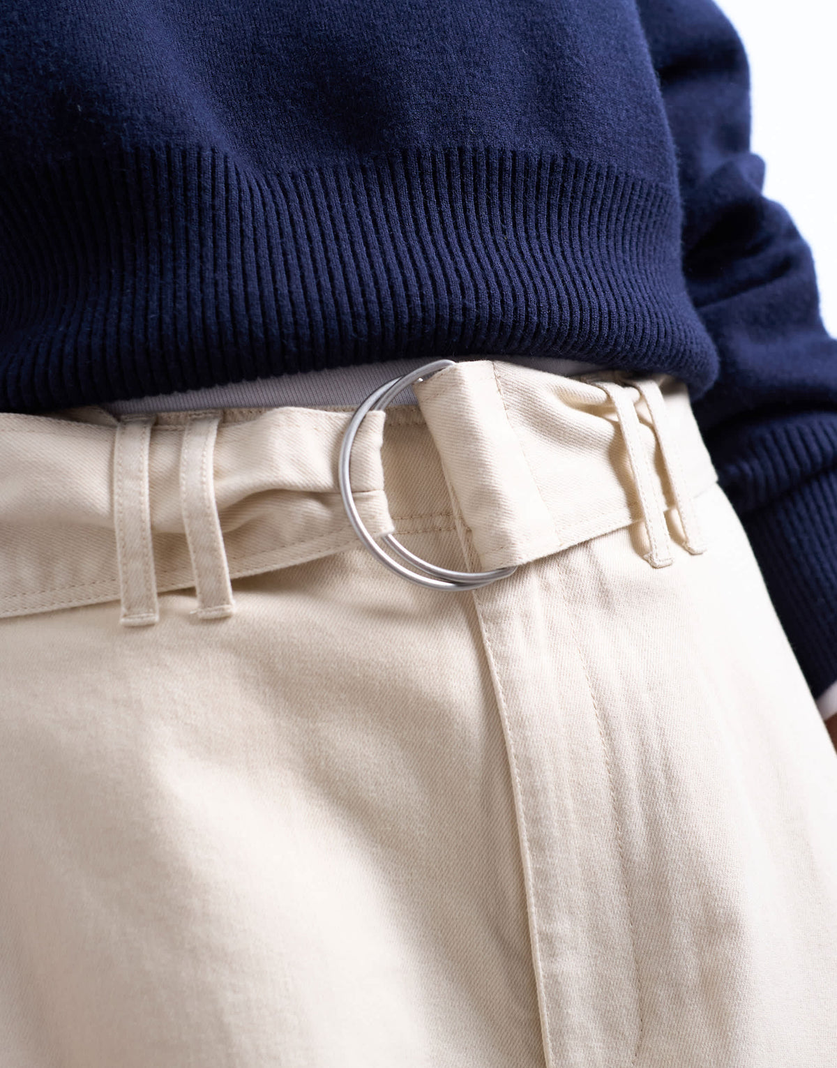 Topshop high waisted belted trouser in neutral