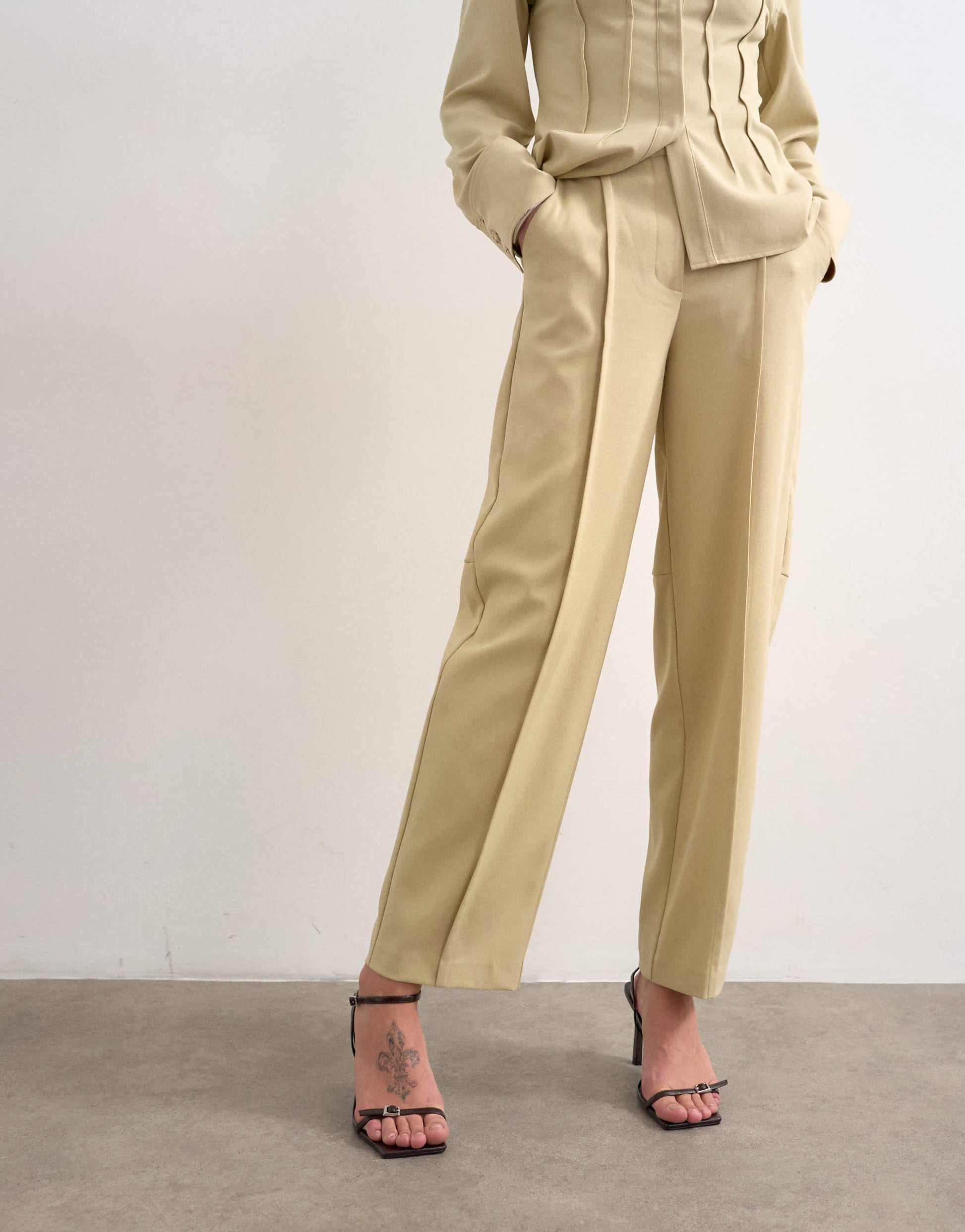 Topshop co ord wide leg slouchy trouser in sage