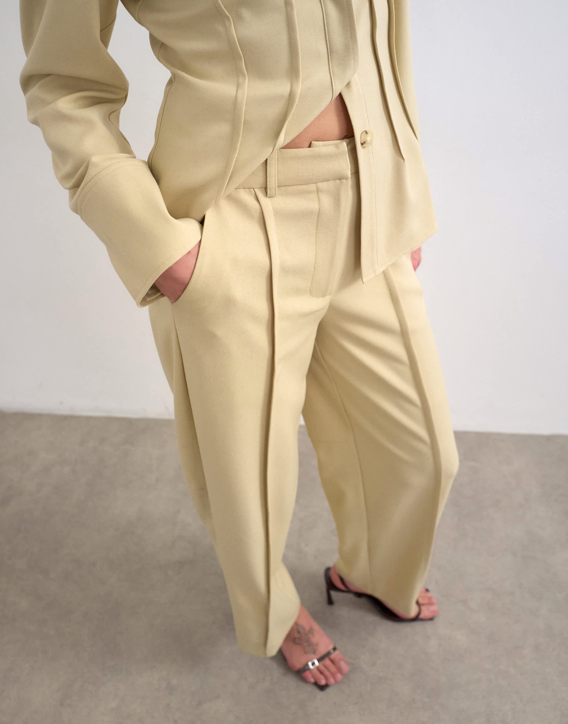 Topshop co ord wide leg slouchy trouser in sage