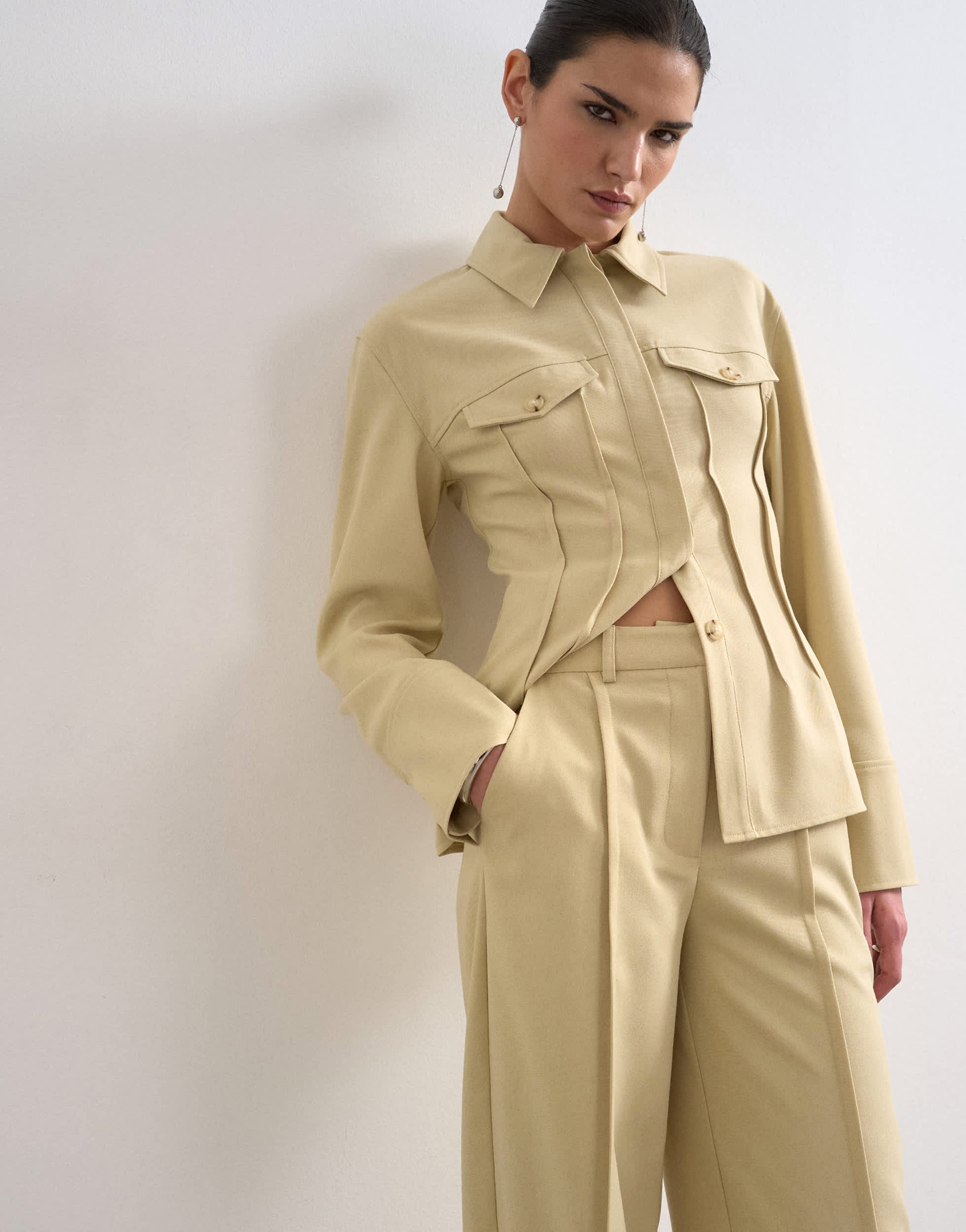 Topshop co ord wide leg slouchy trouser in sage