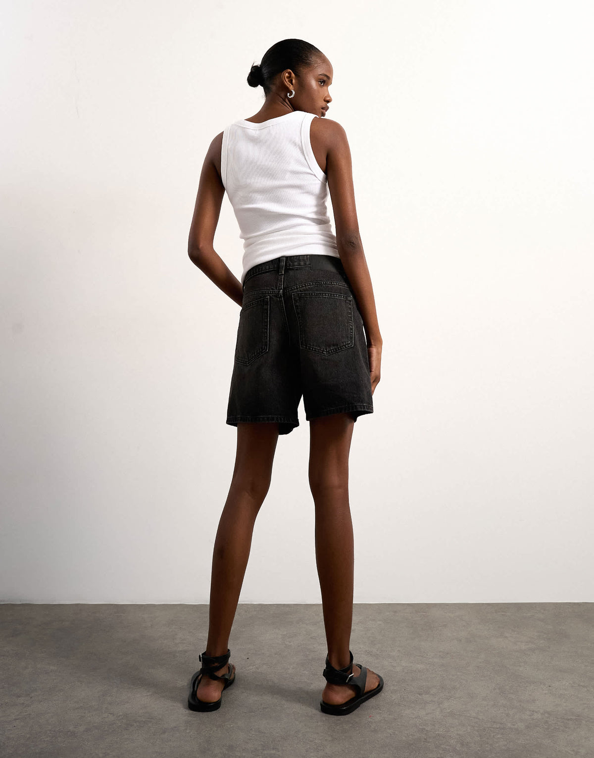 Topshop denim Editor short in washed black
