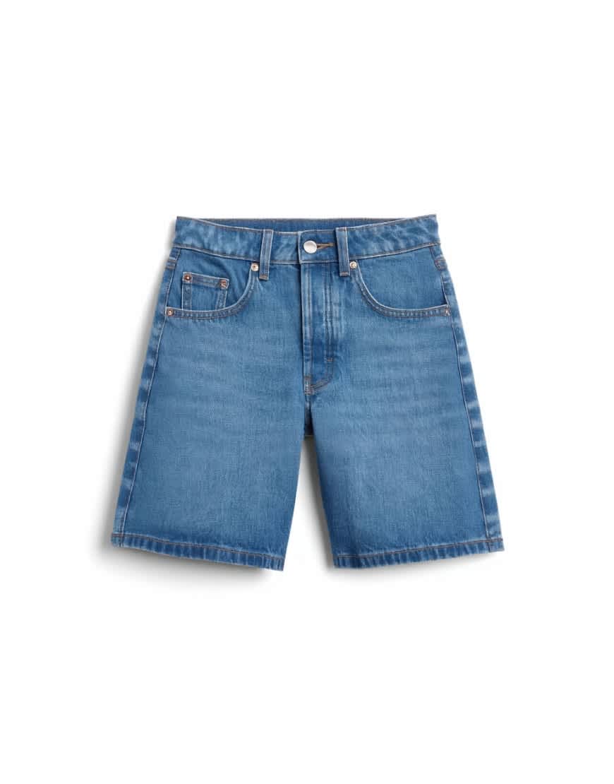 Topshop denim Editor short in mid blue