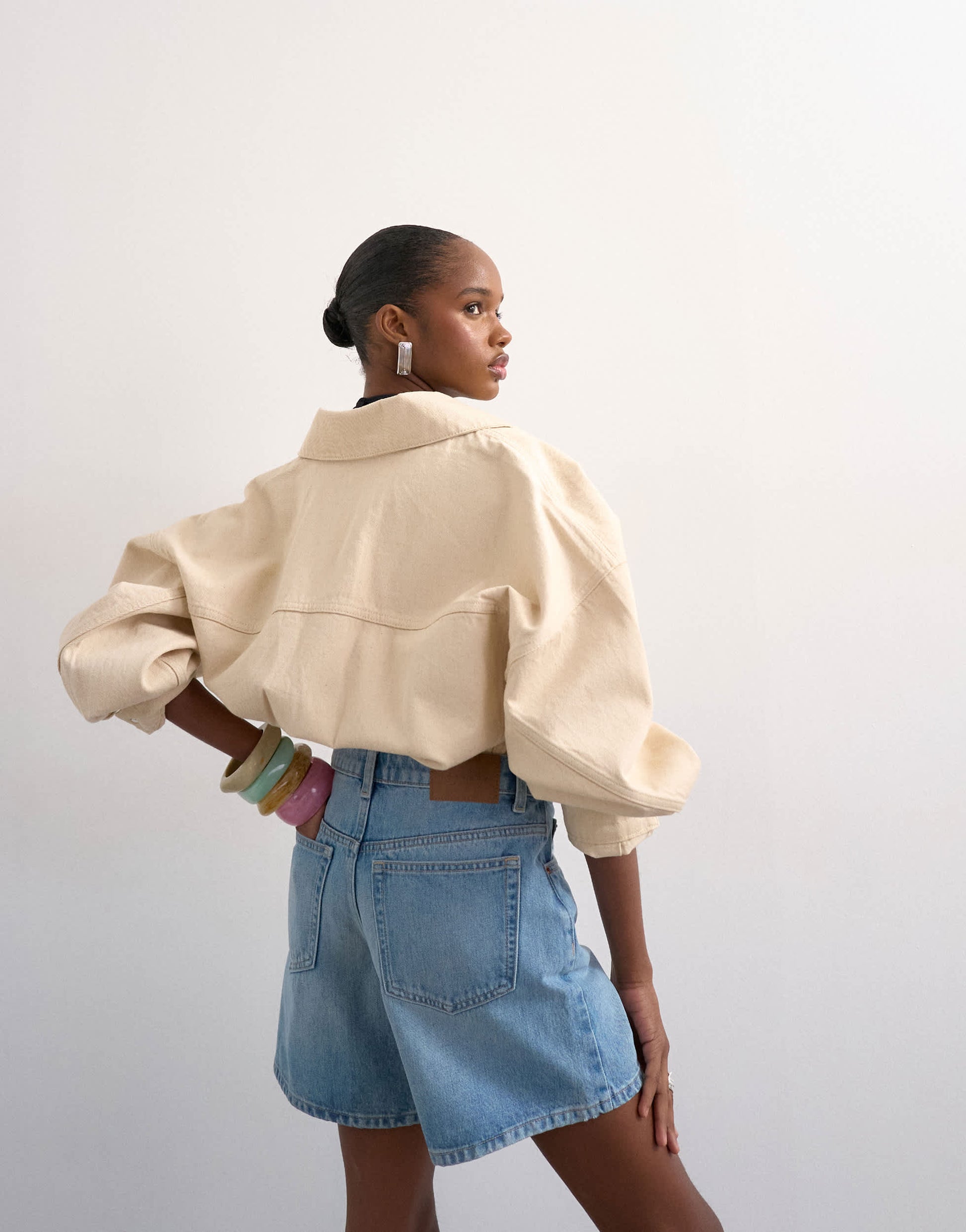 Topshop denim Editor short in bleach