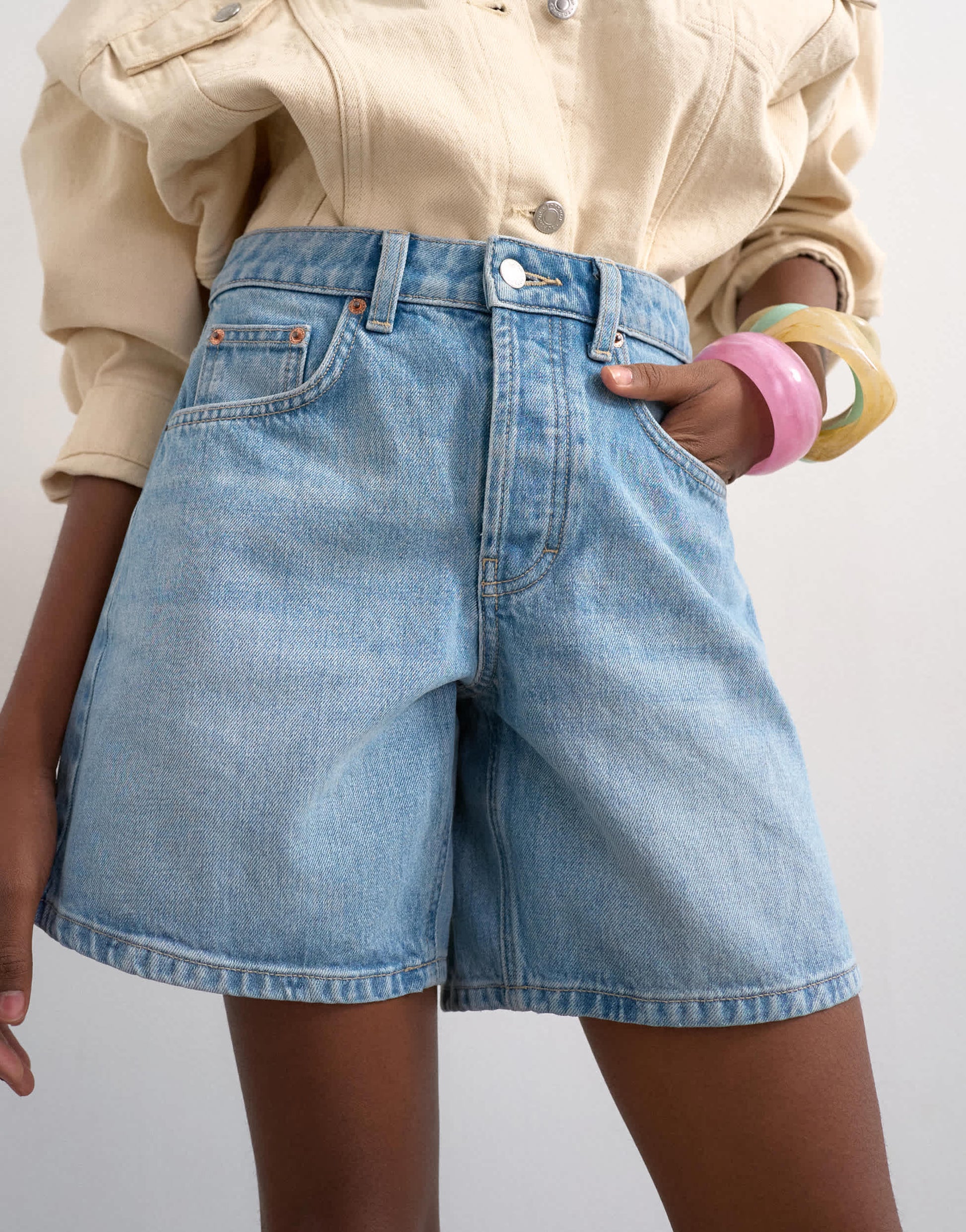 Topshop denim Editor short in bleach