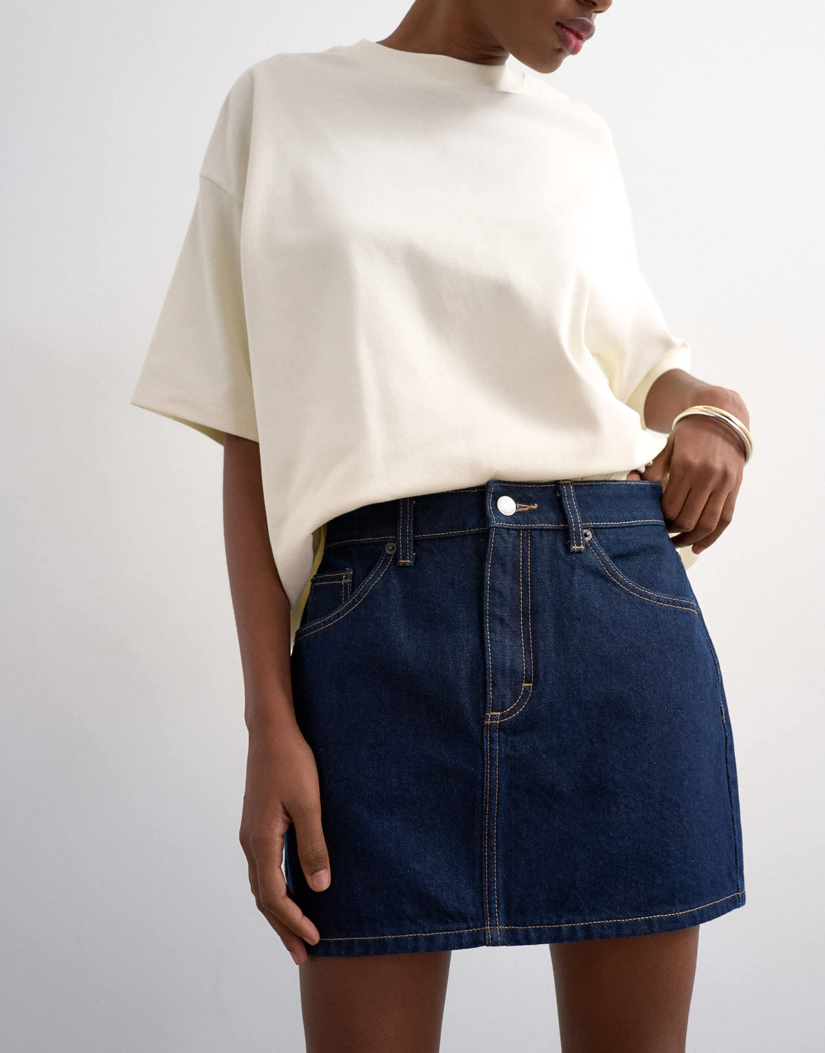 Topshop denim mini pelmet skirt in indigo rinse