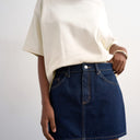 Topshop denim mini pelmet skirt in indigo rinse