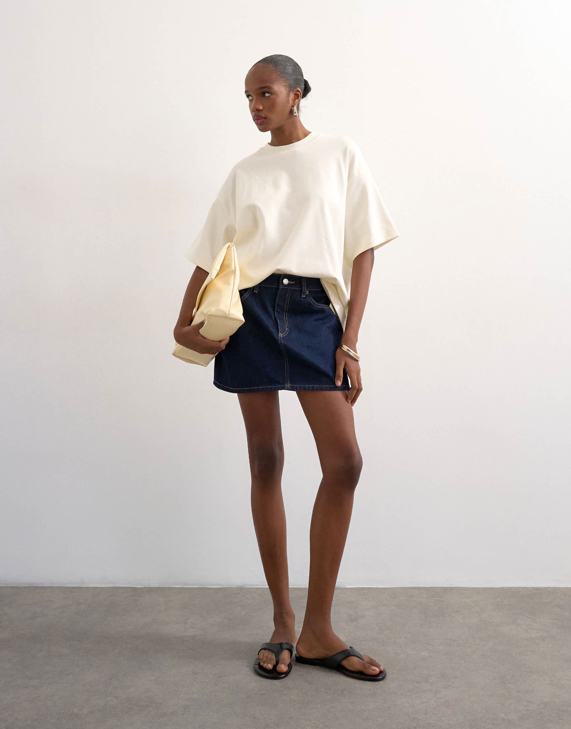 Topshop denim mini pelmet skirt in indigo rinse