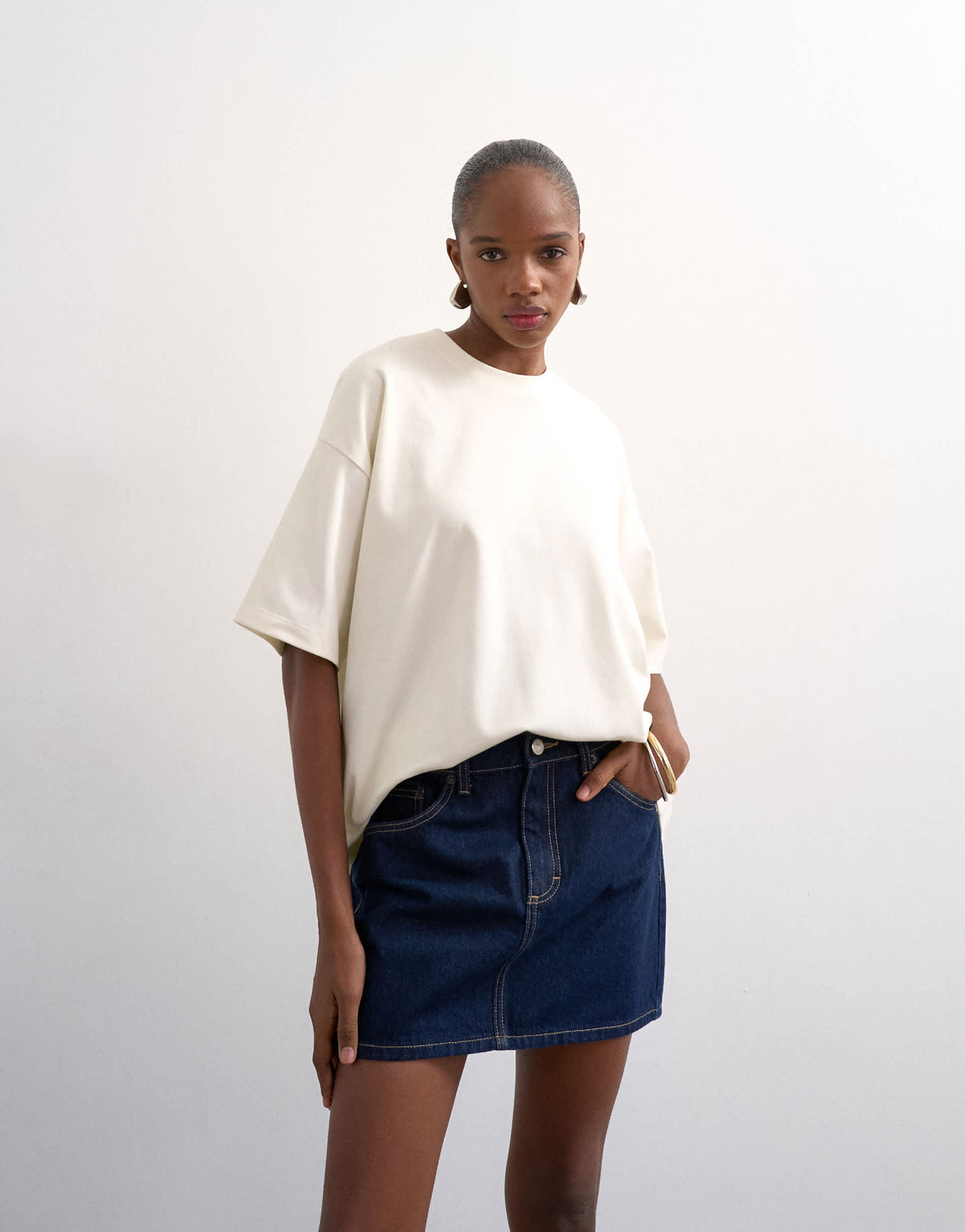 Topshop denim mini pelmet skirt in indigo rinse