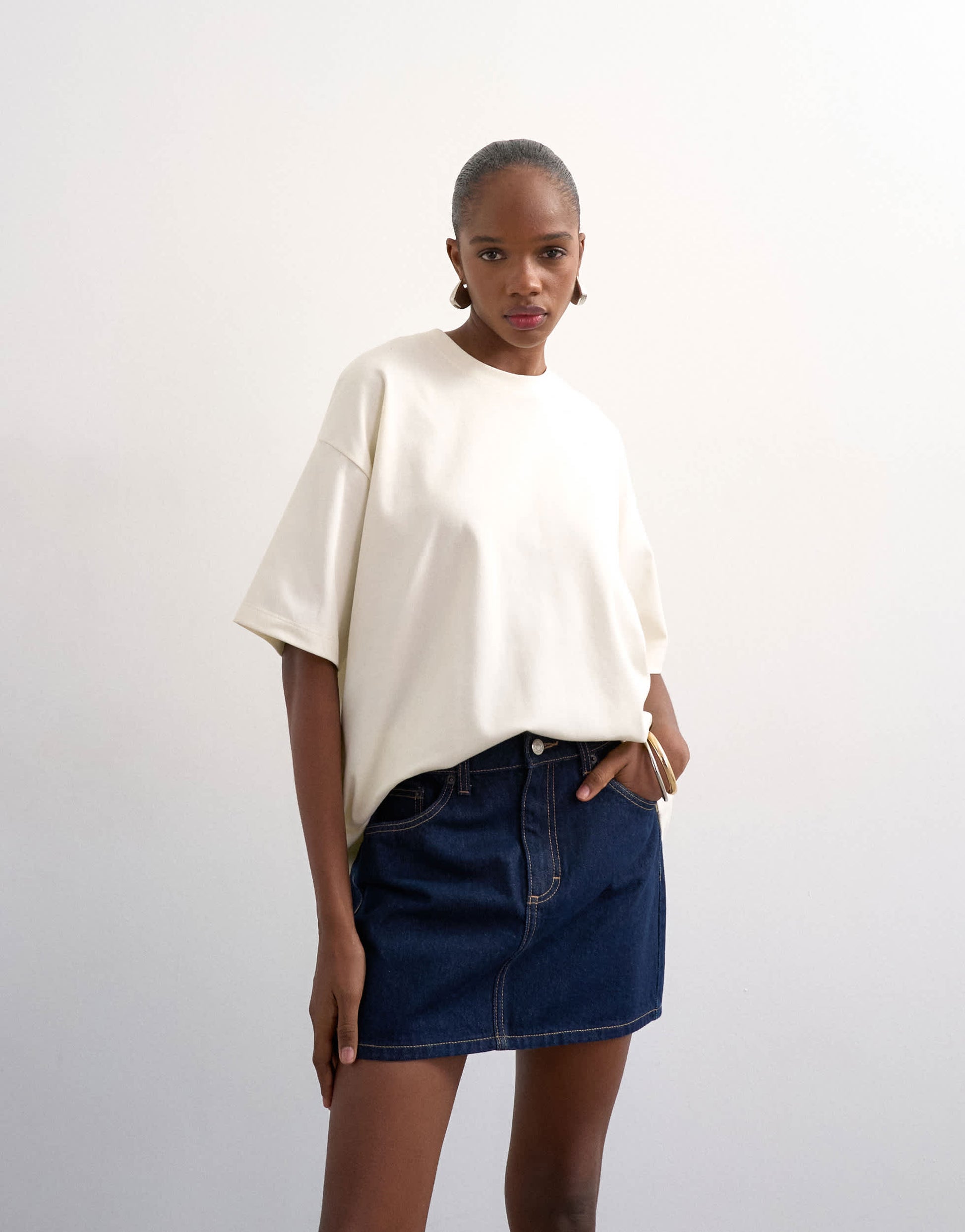 Topshop denim mini pelmet skirt in indigo rinse