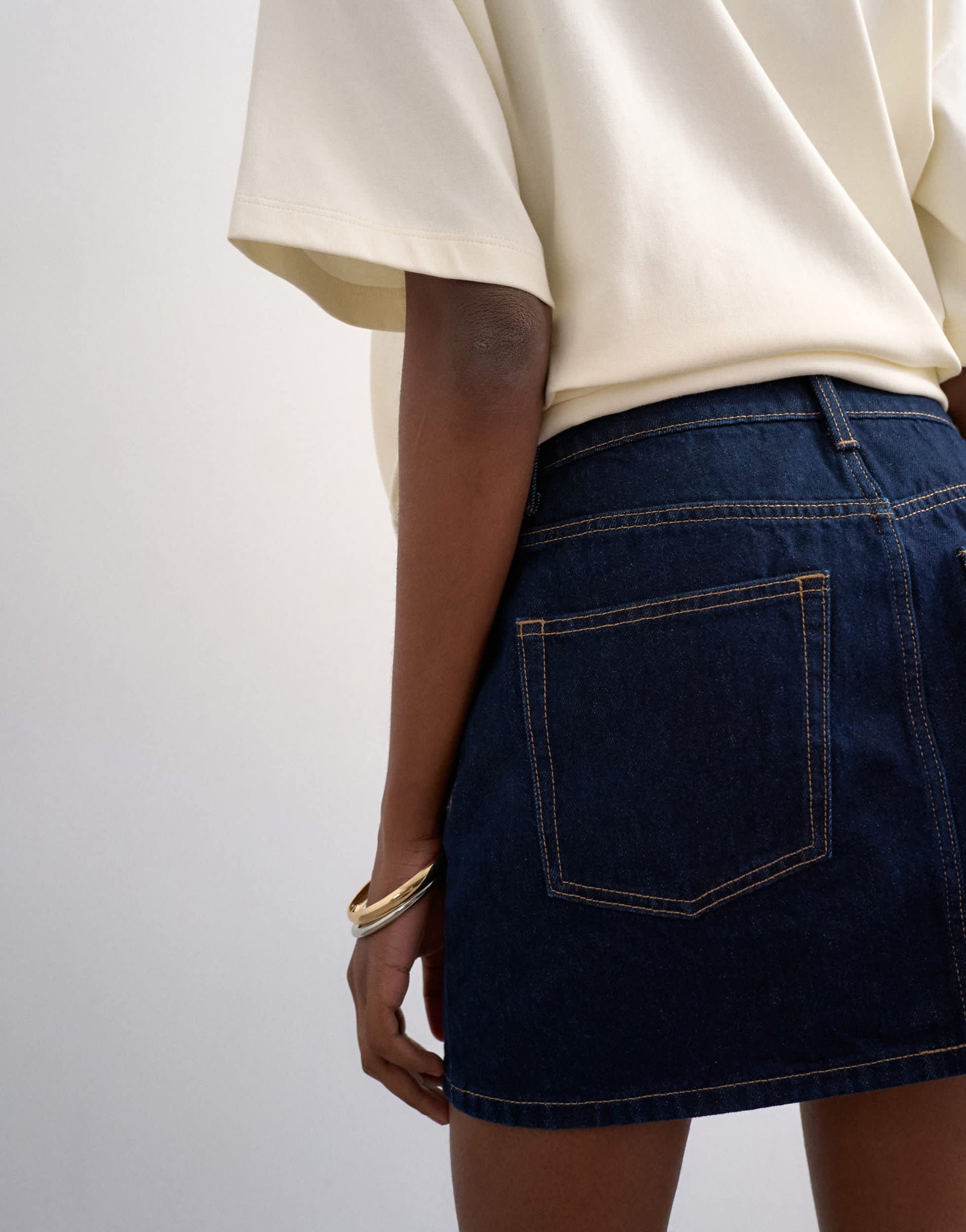 Topshop denim mini pelmet skirt in indigo rinse