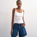 Topshop denim Editor short in rich blue