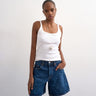 Topshop denim Editor short in rich blue