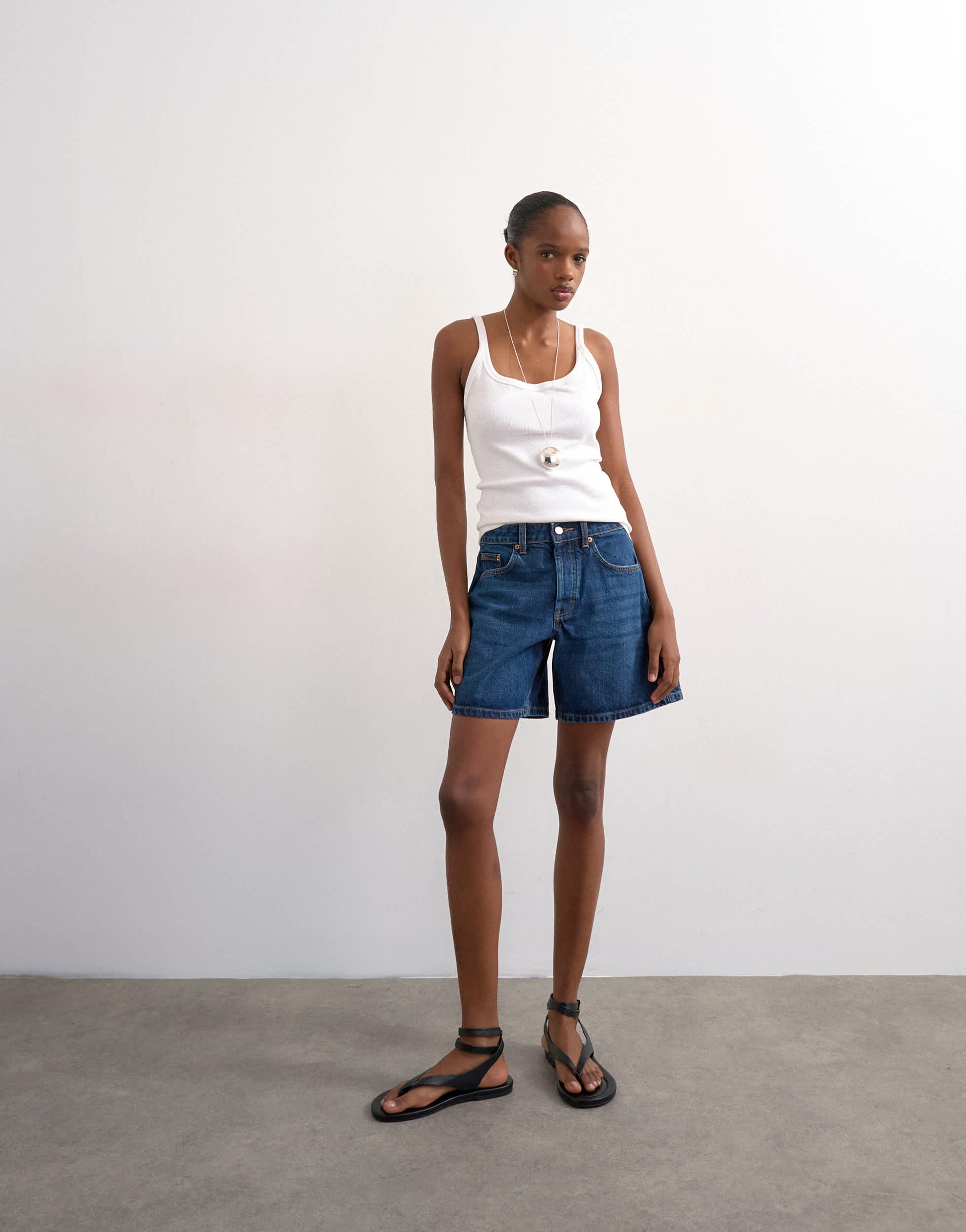 Topshop denim Editor short in rich blue