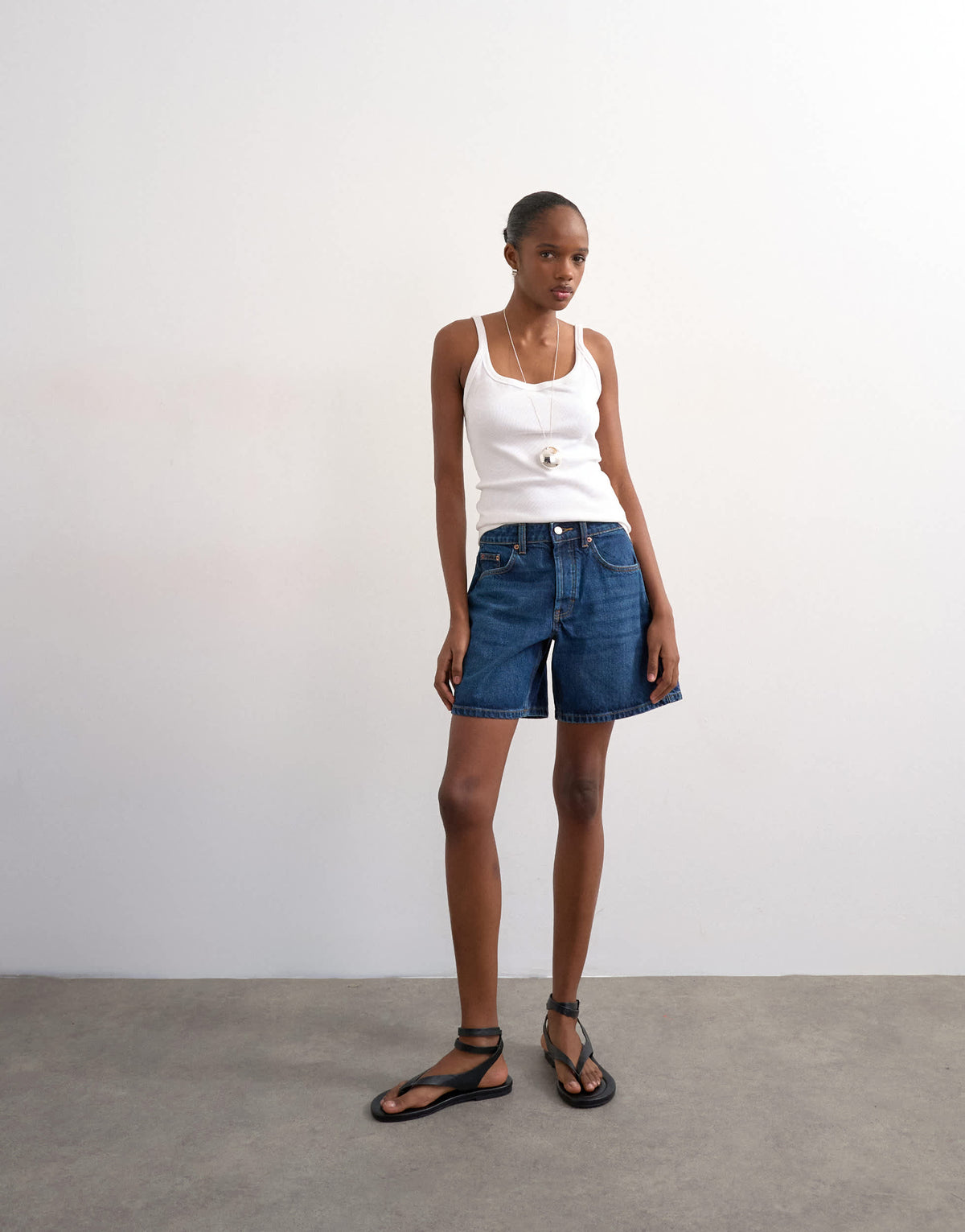 Topshop denim Editor short in rich blue
