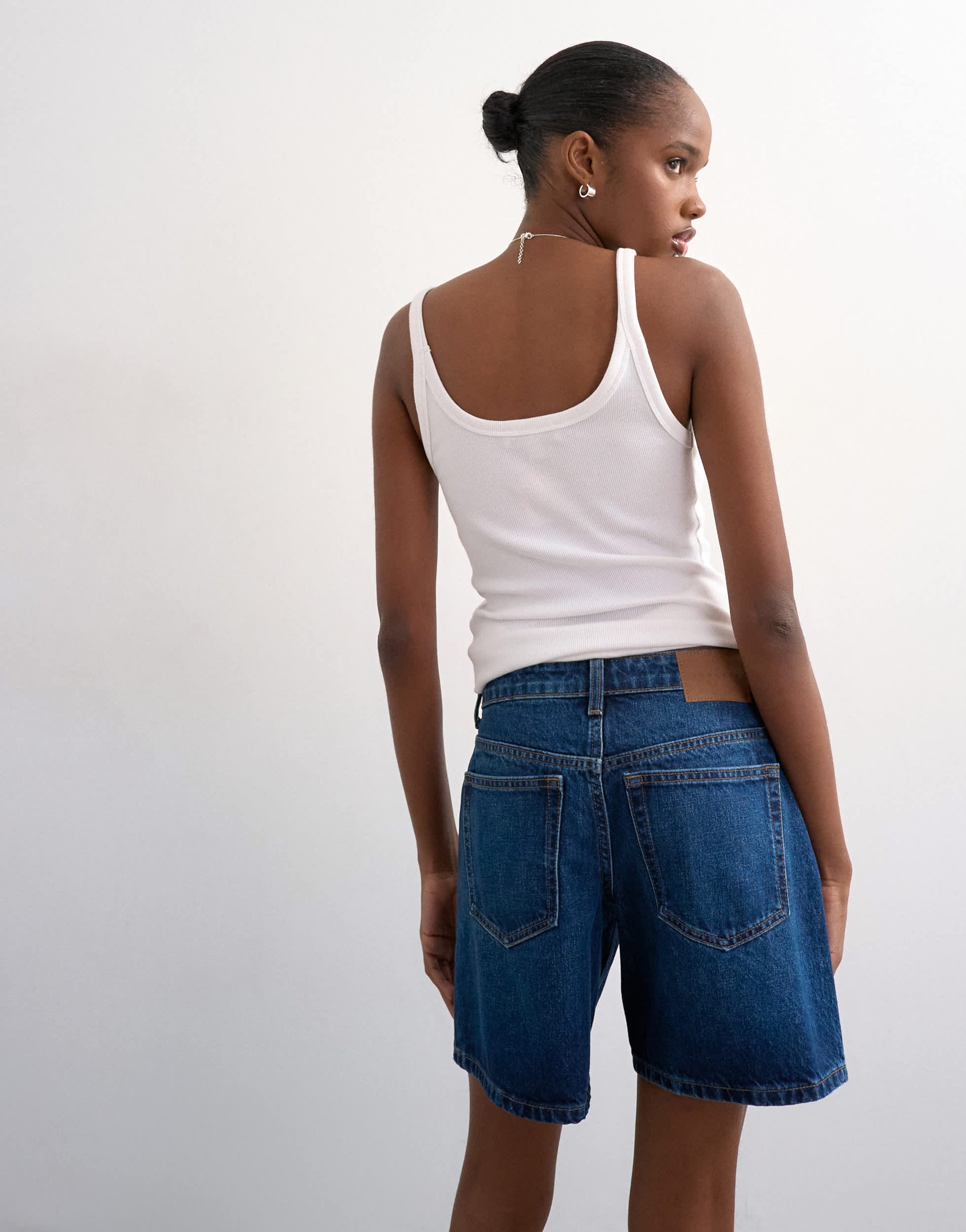 Topshop denim Editor short in rich blue