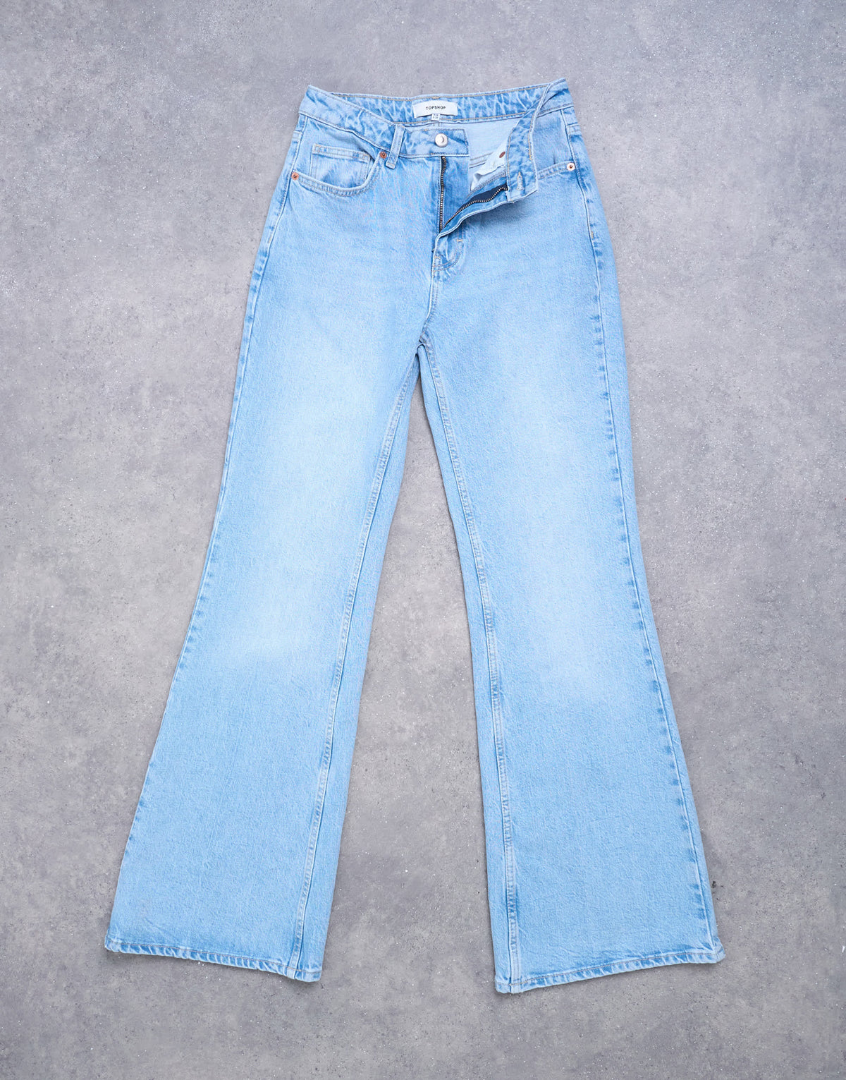 Topshop Pippa mid rise comfort stretch flare jean in bleach