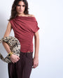 Topshop cupro ruched detail top in rust red