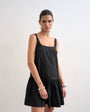 Topshop poplin dropped waist square neck mini chuck on sundress in black