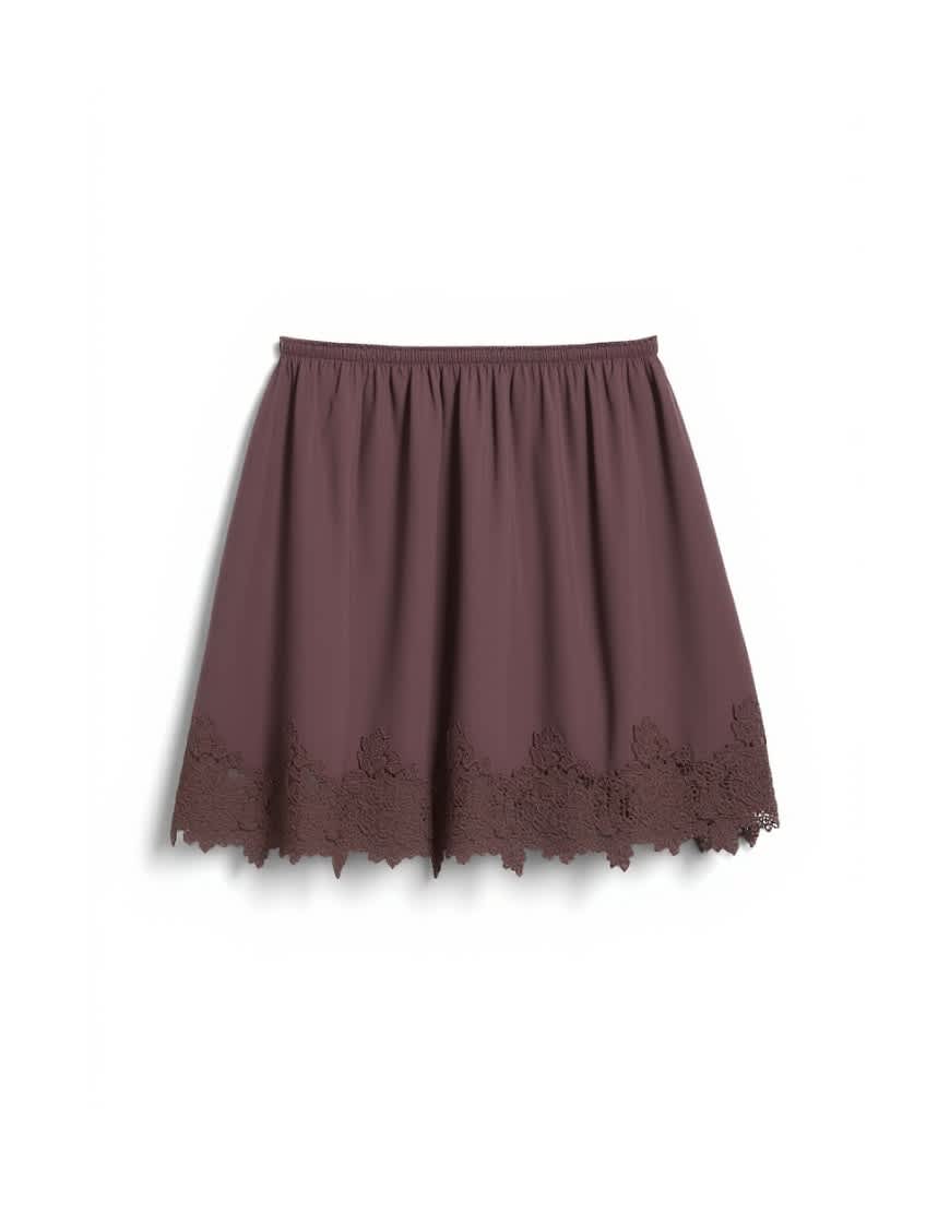 Topshop elasticated waist lace petticoat mini skirt in chocolate