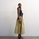 Jupe longue Topshop taille basse, coupe saloon, verte