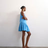 Topshop Mini-Popelinekleid mit tiefer Taille und eckigem Ausschnitt in Blau