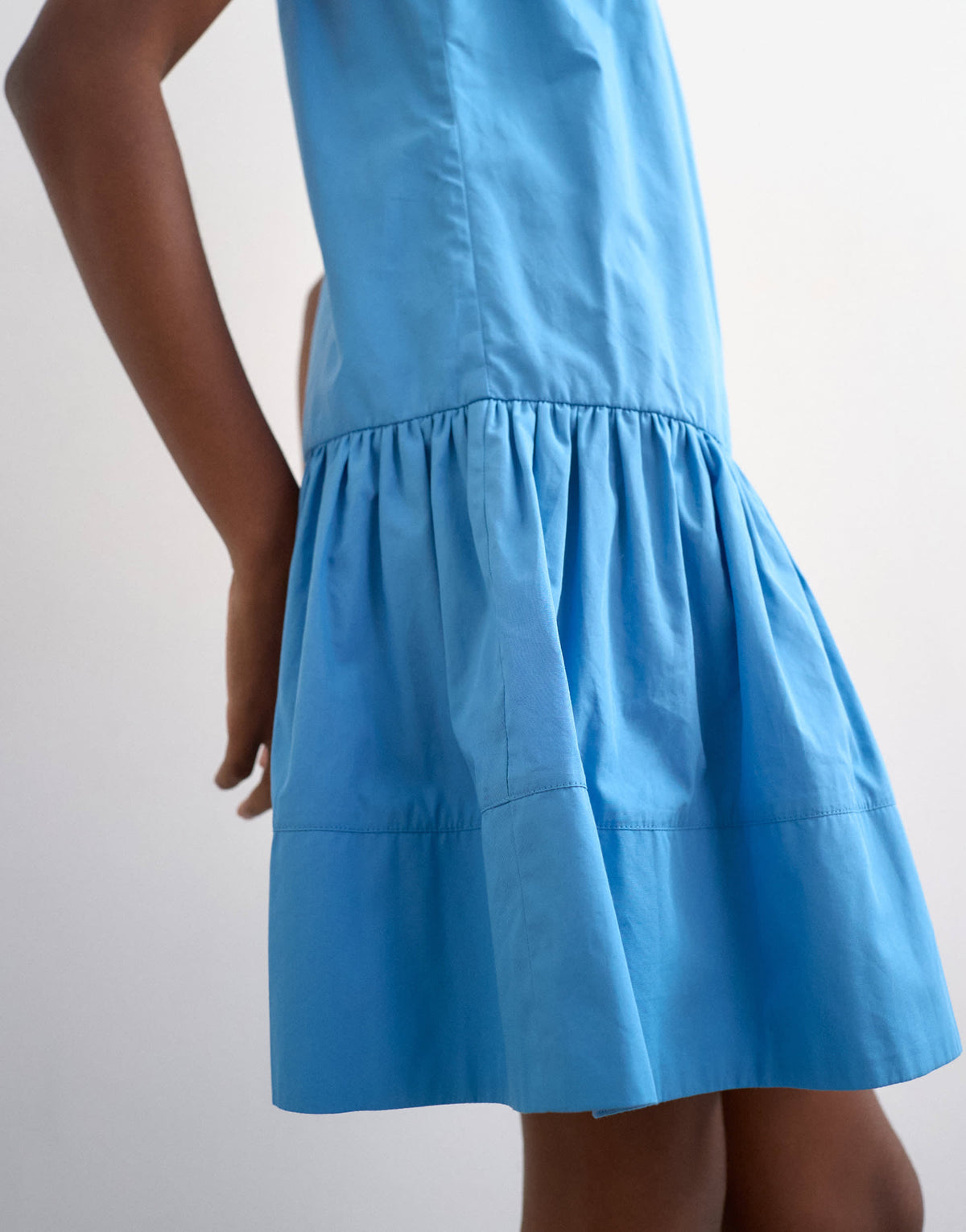 Topshop poplin dropped waist square neck mini chuck on sundress in blue