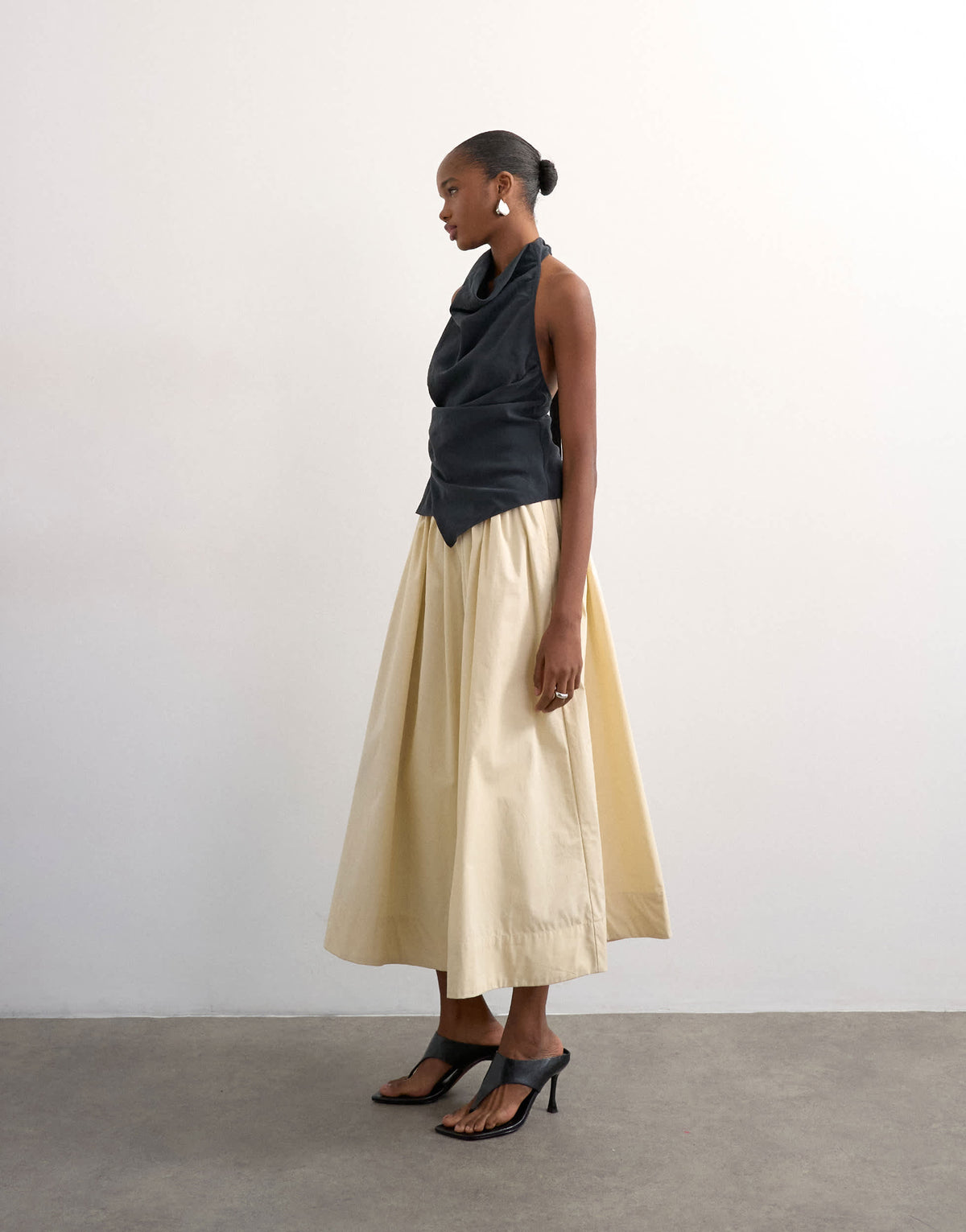 Topshop drop waist saloon maxi skirt in buttermilk