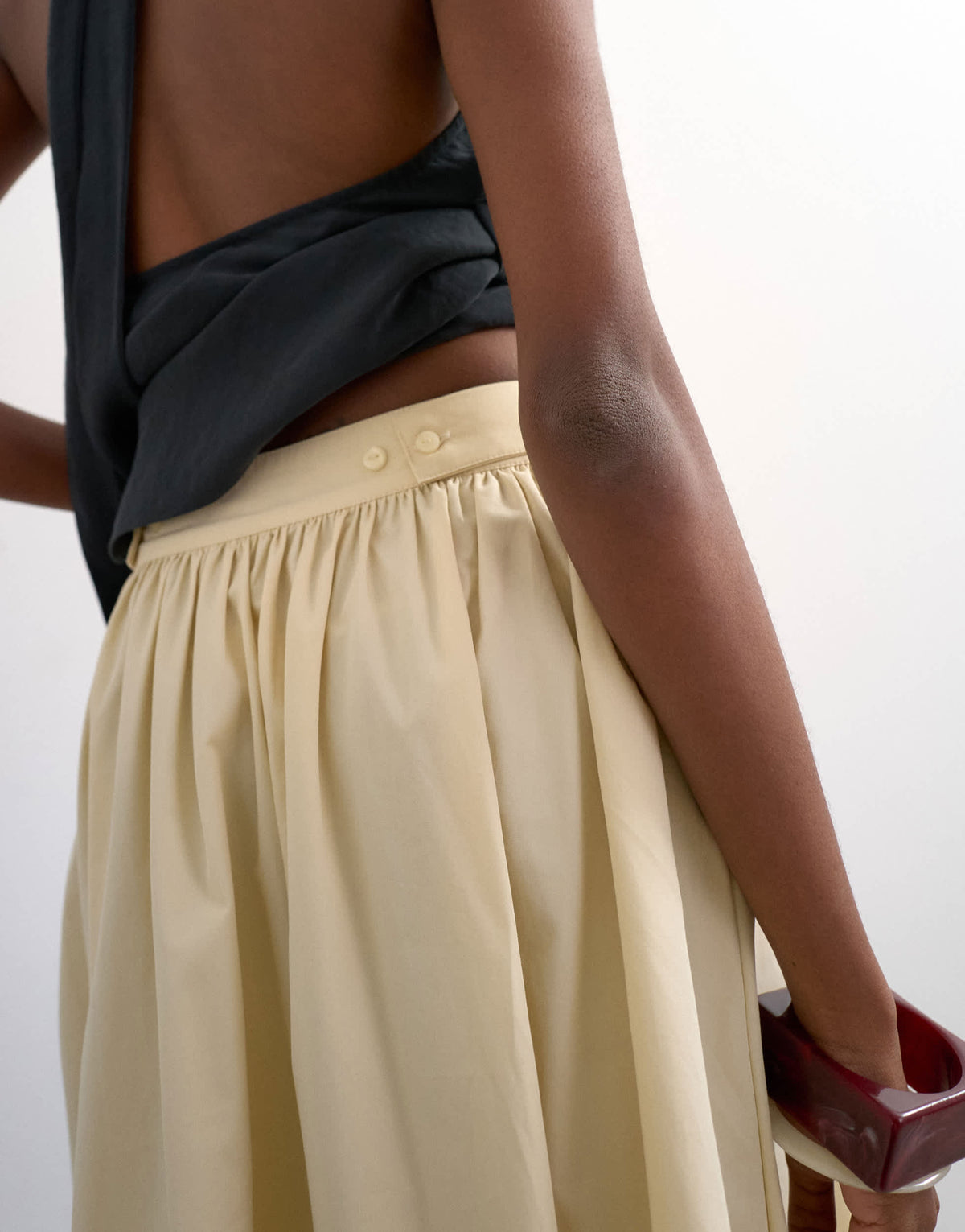 Topshop drop waist saloon maxi skirt in buttermilk