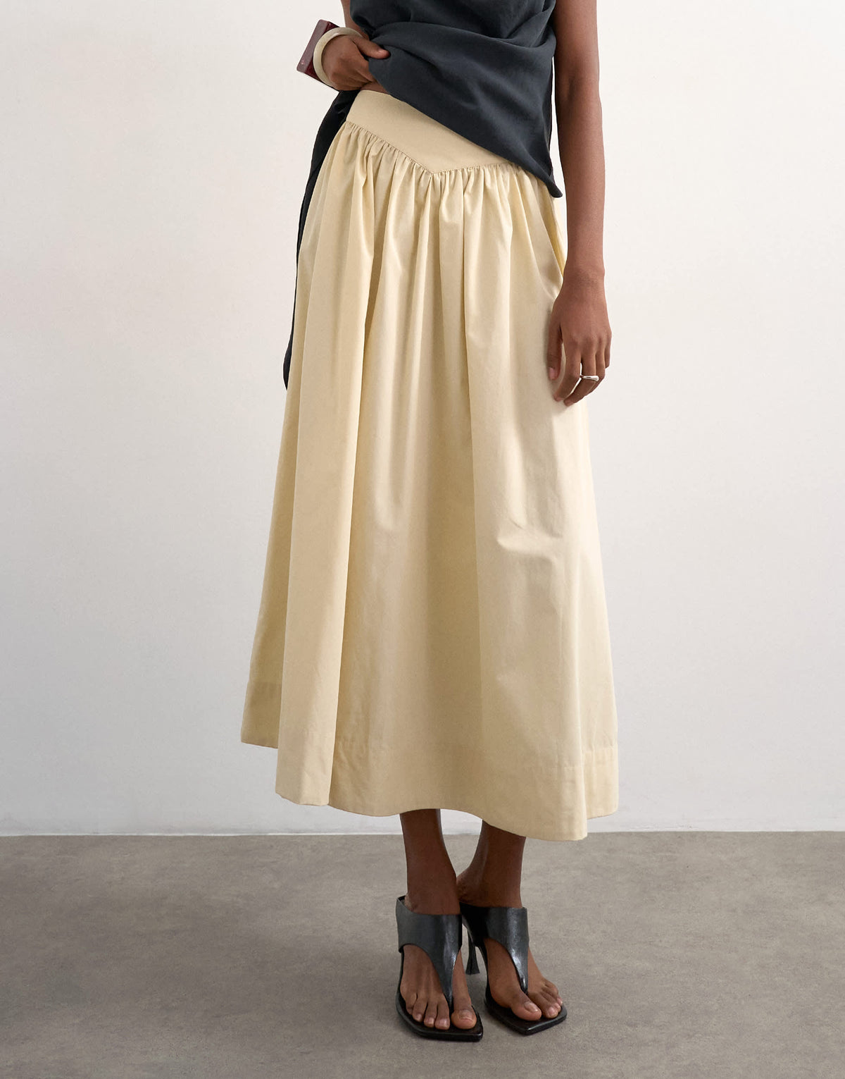 Topshop drop waist saloon maxi skirt in buttermilk