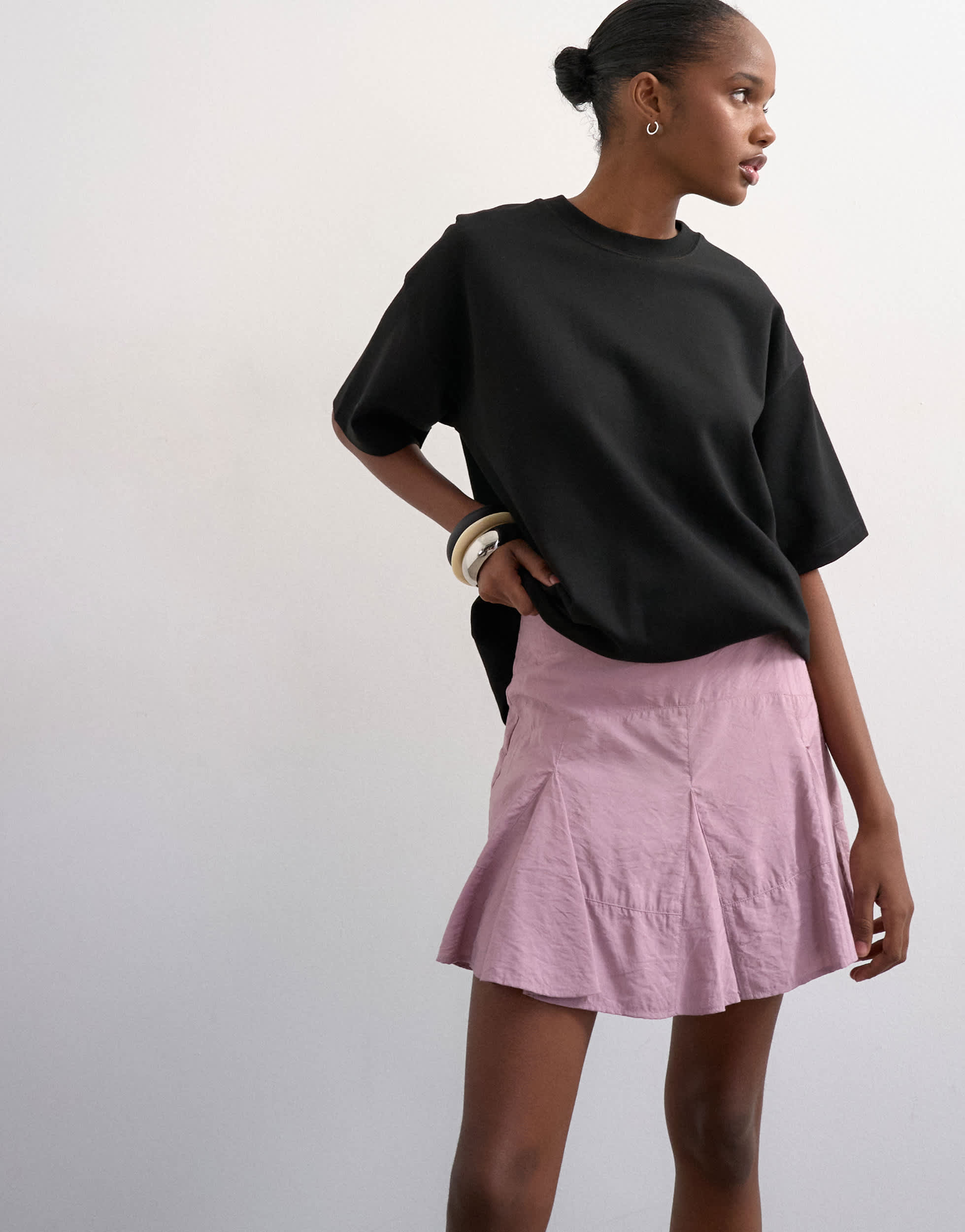 Topshop godet hem mini skirt in lilac
