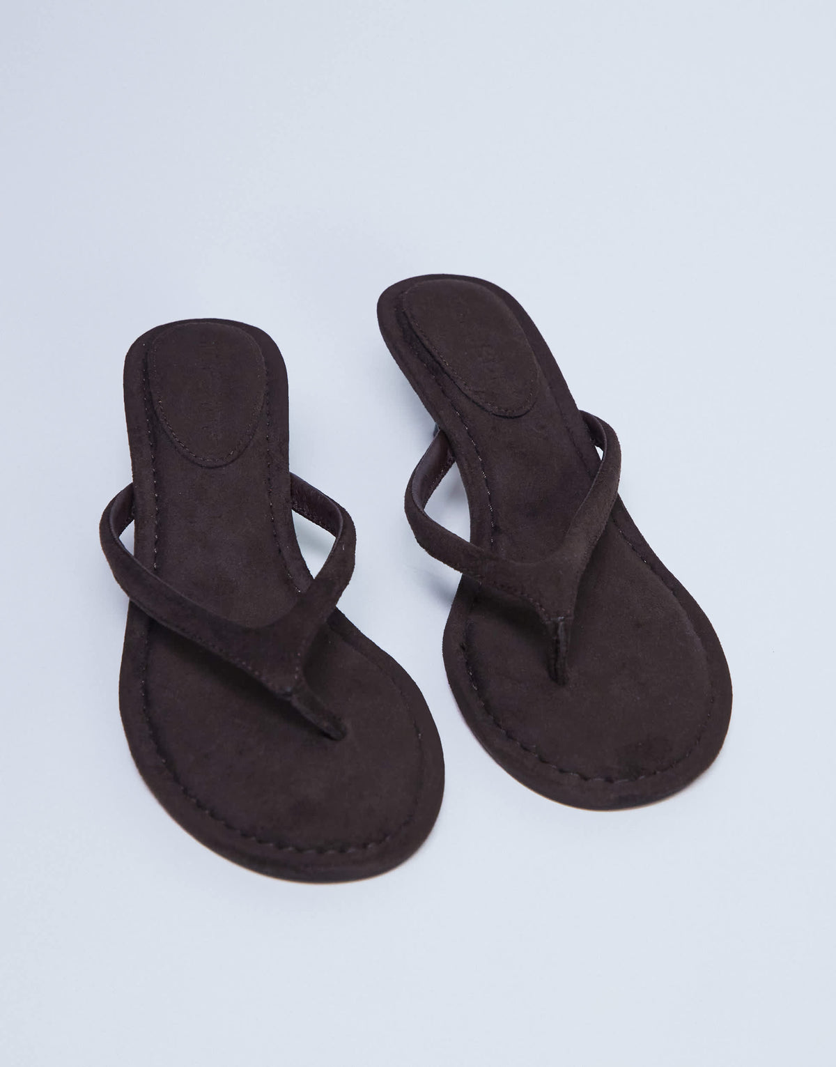 Topshop Axel toe thong mid heel sandal in brown