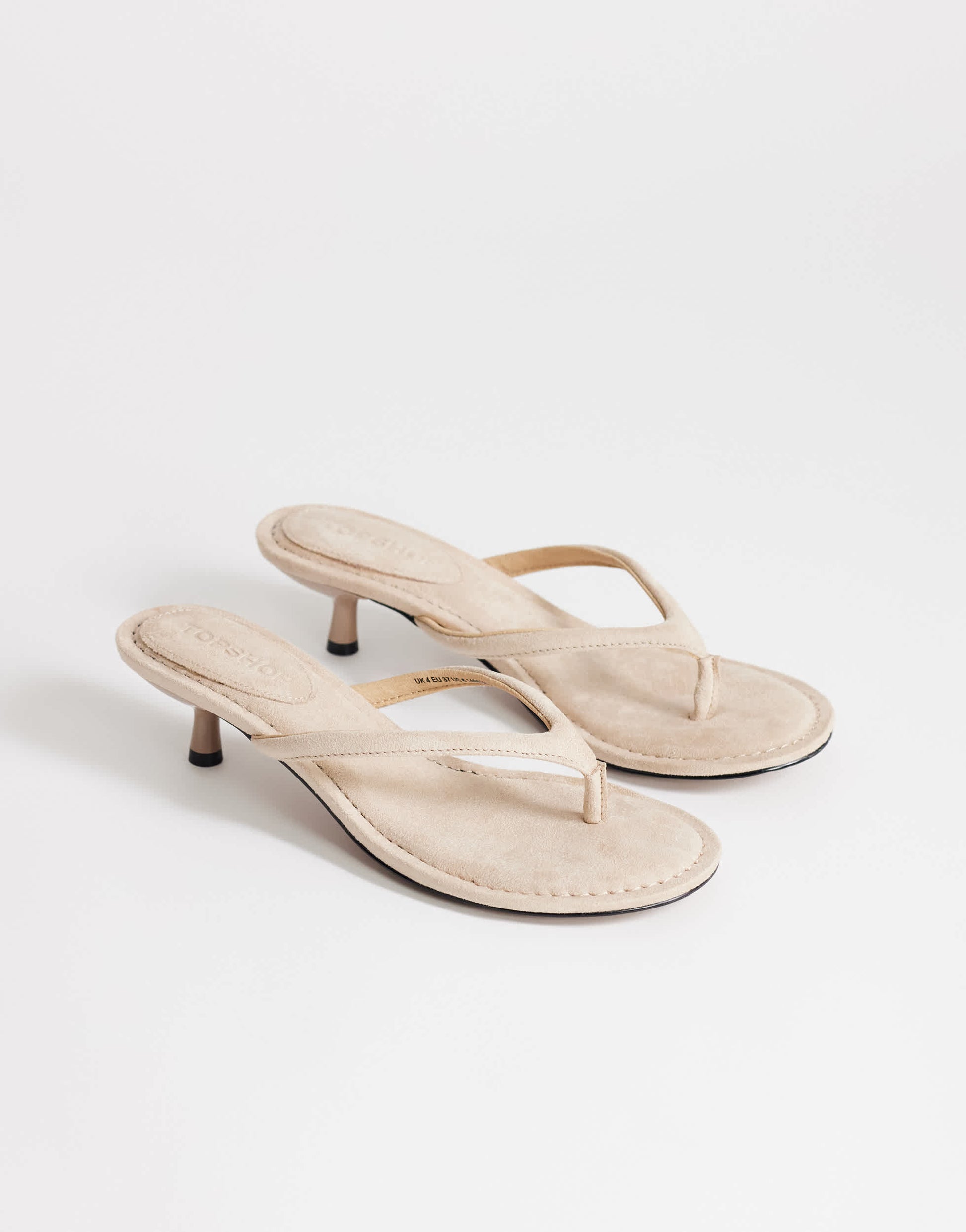 Topshop Axel toe thong mid heel sandal in camel