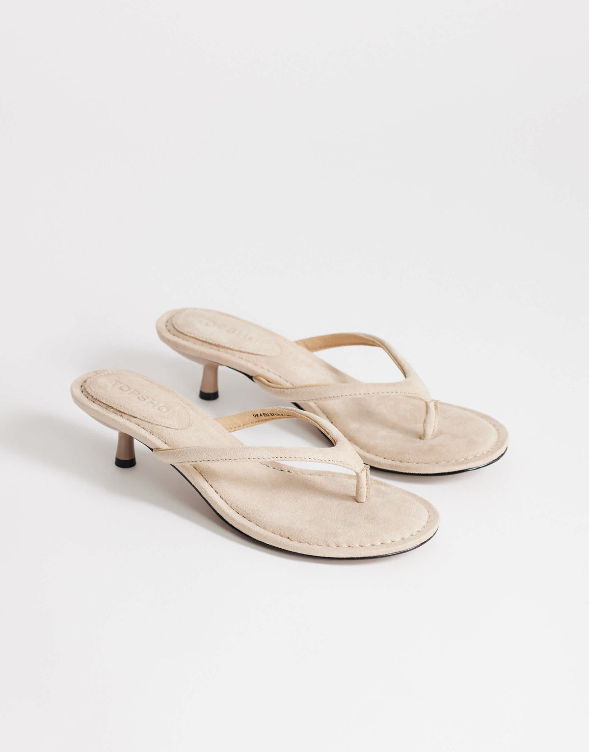 Topshop Axel toe thong mid heel sandal in camel