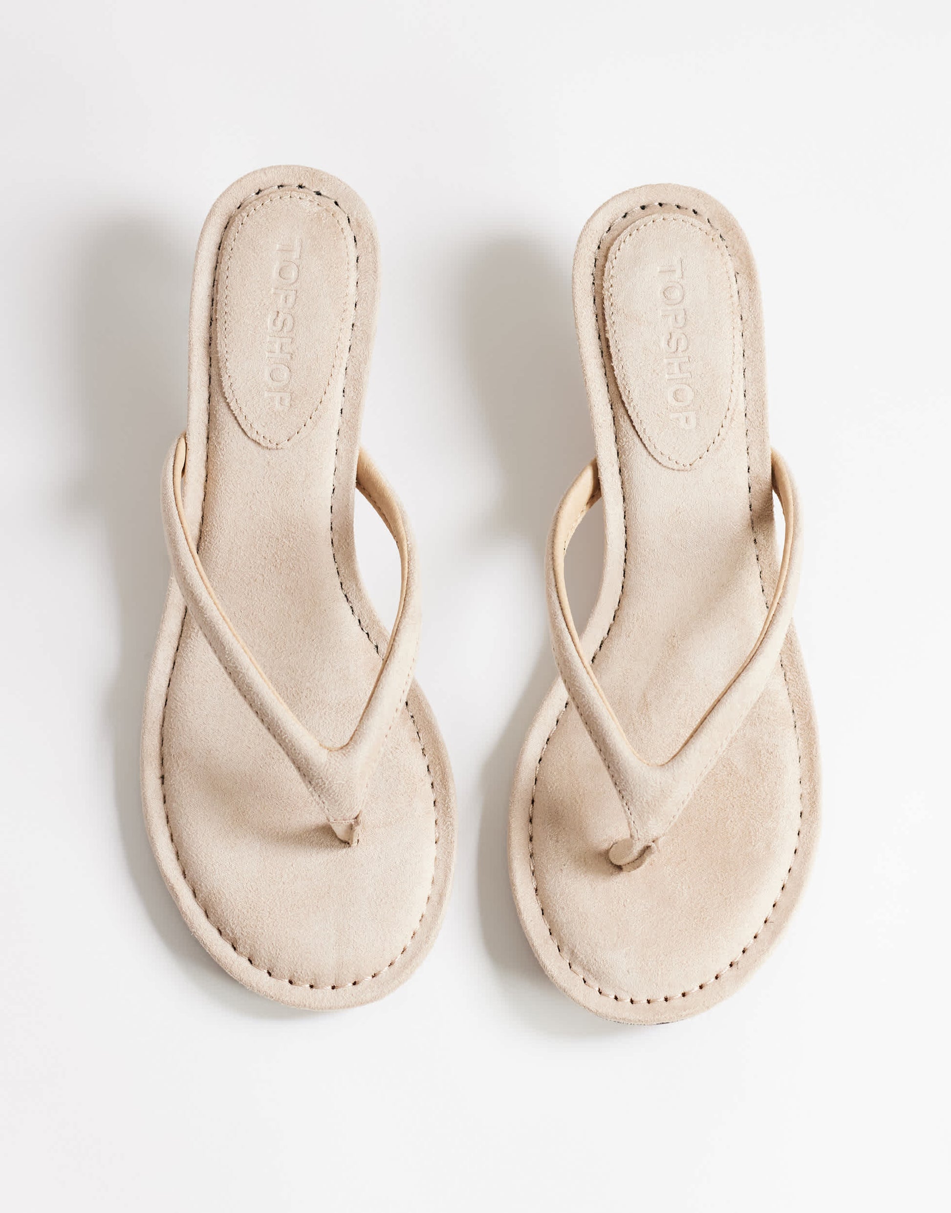 Topshop Axel toe thong mid heel sandal in camel