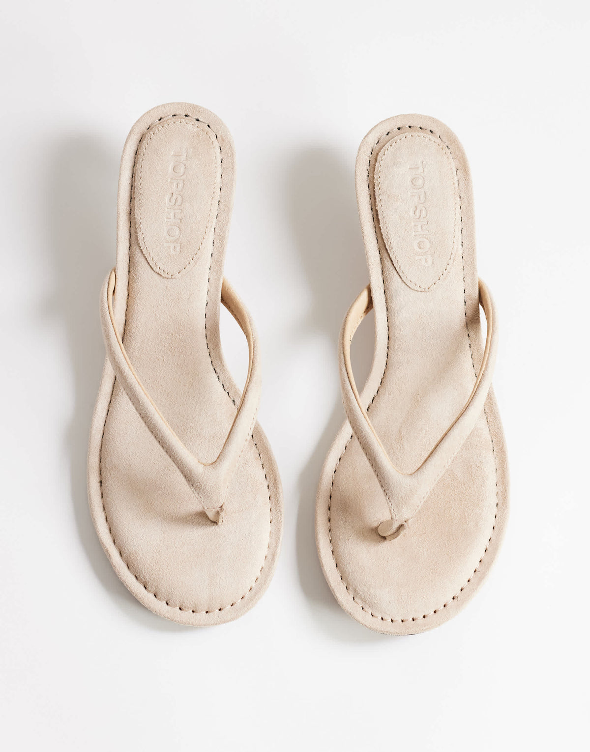 Topshop Axel toe thong mid heel sandal in camel