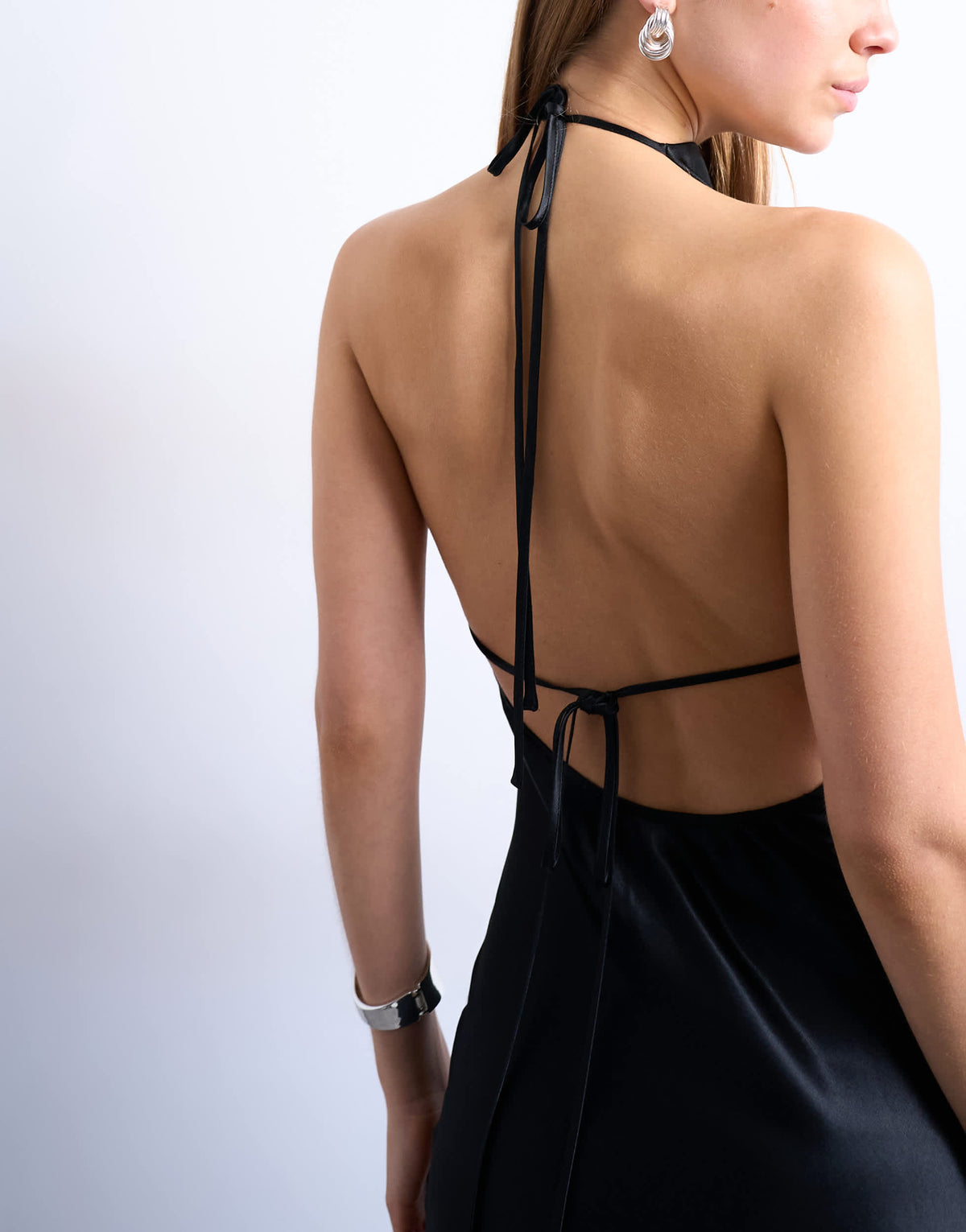 Topshop high neck cowl maxi dress in black