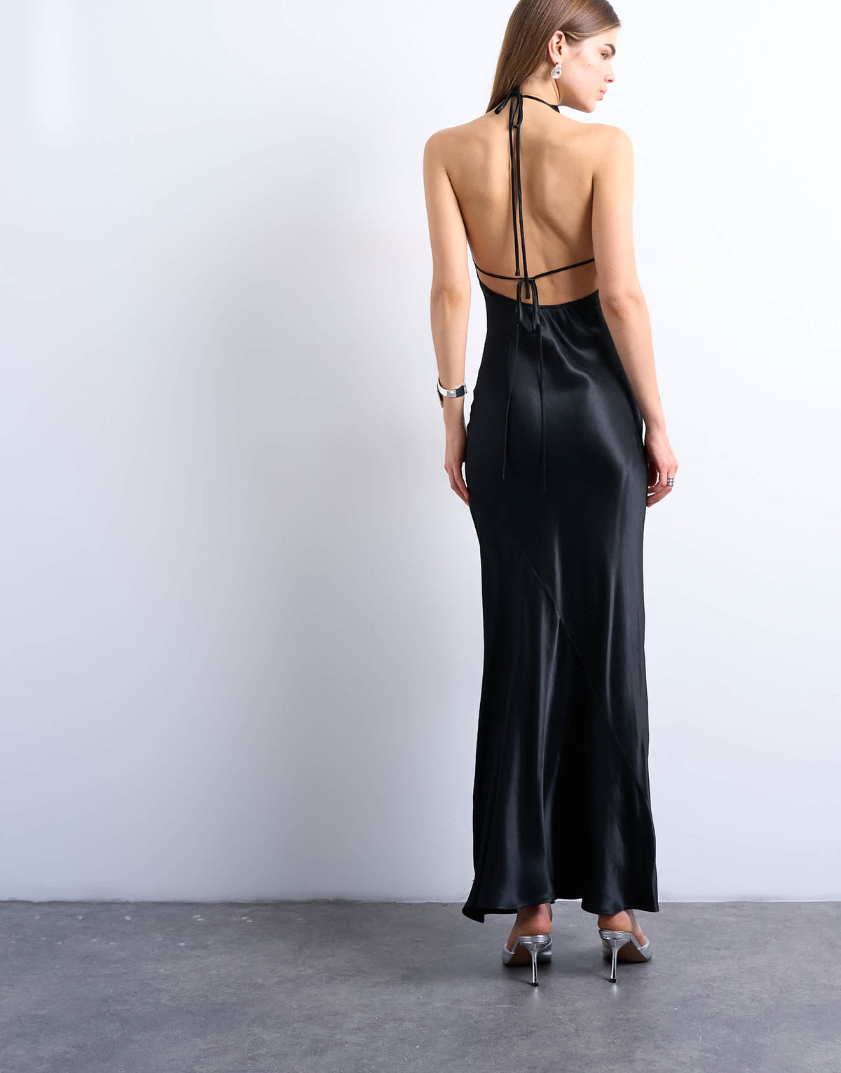 Topshop high neck cowl maxi dress in black
