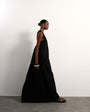 Topshop poplin ruched neck maxi sundress in black