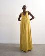 Topshop poplin ruched neck maxi sundress in ochre