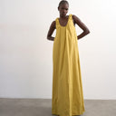 Topshop poplin ruched neck maxi sundress in ochre