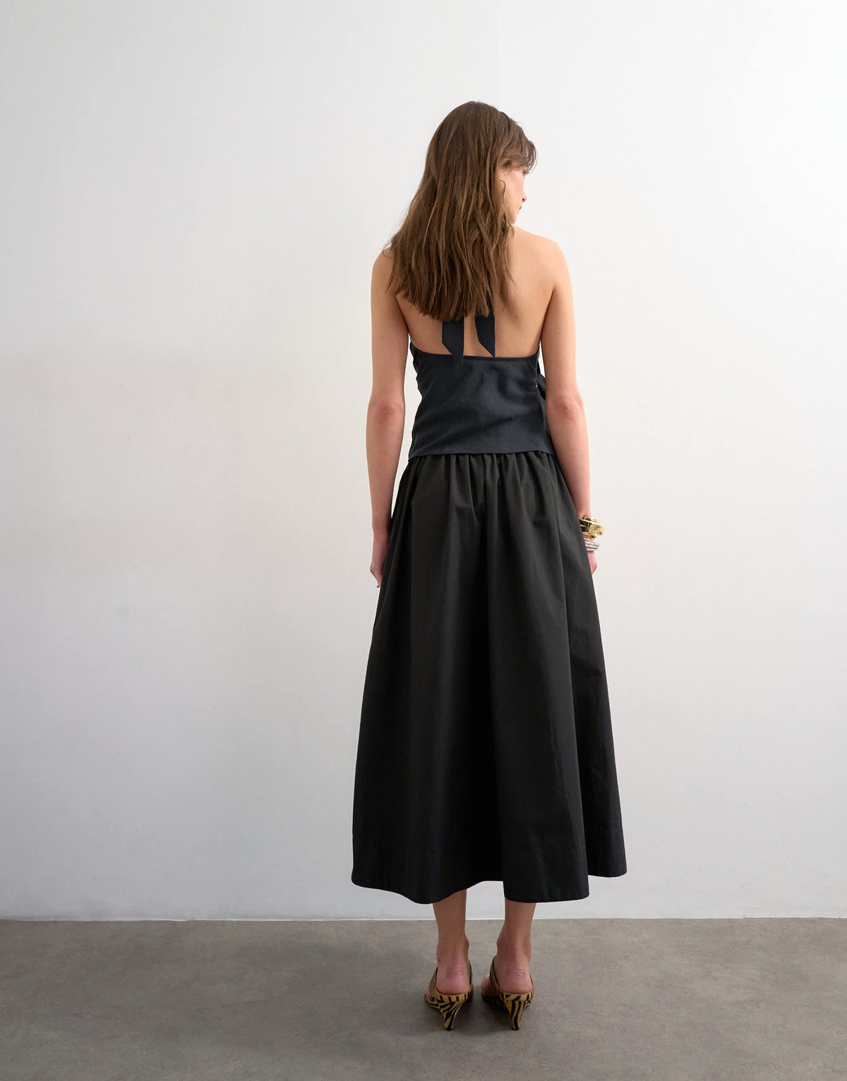 Topshop drop waist saloon maxi skirt in black