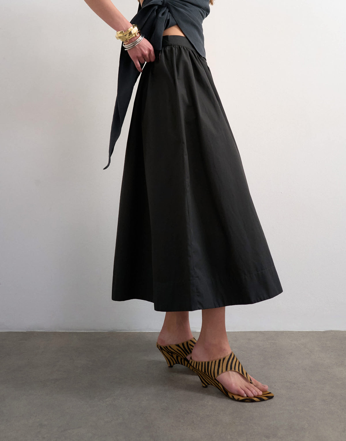 Topshop drop waist saloon maxi skirt in black