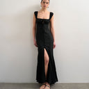 Topshop button front cap sleeve maxi sundress in black