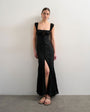 Topshop button front cap sleeve maxi sundress in black