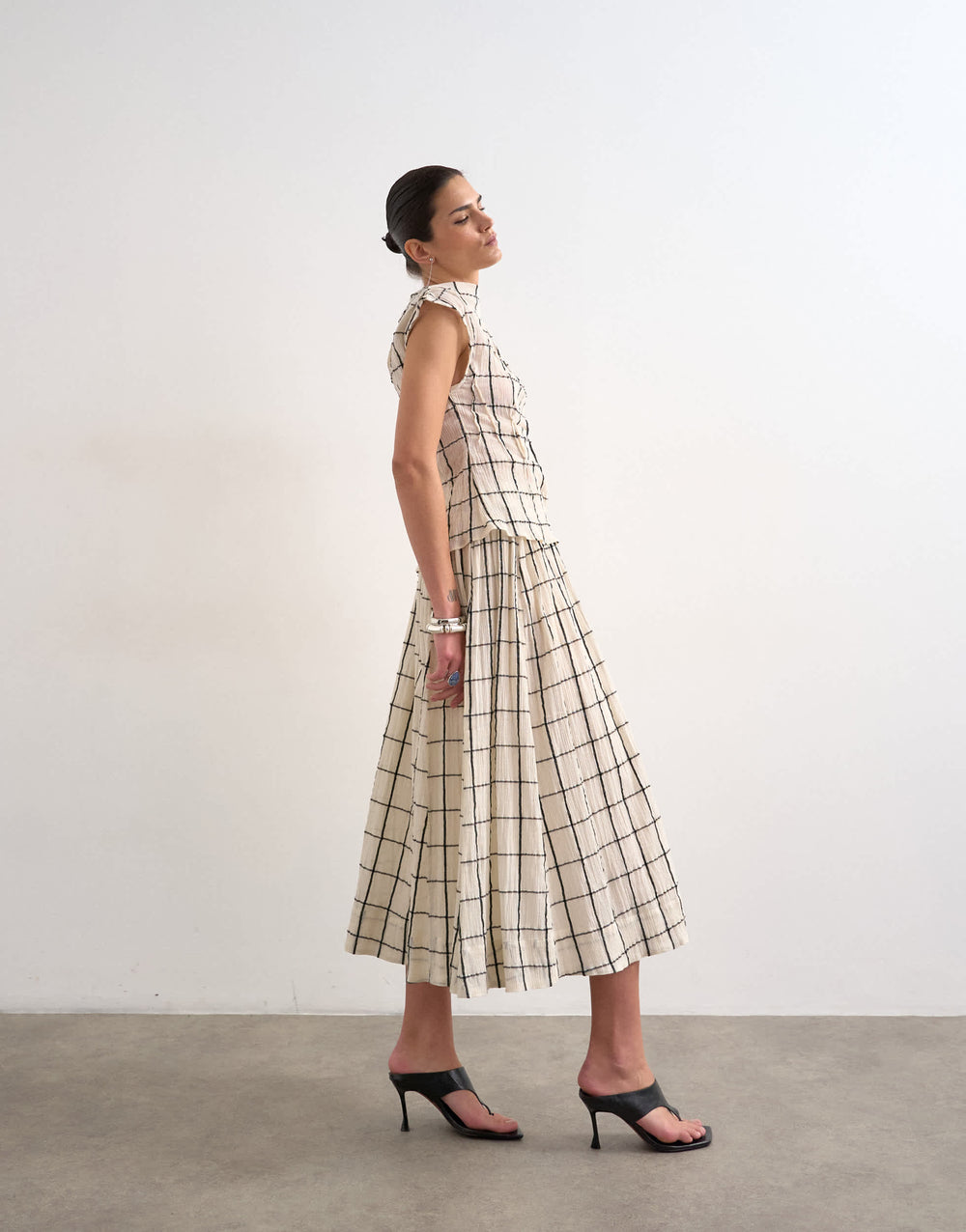 Jupe longue Topshop taille basse à carreaux
