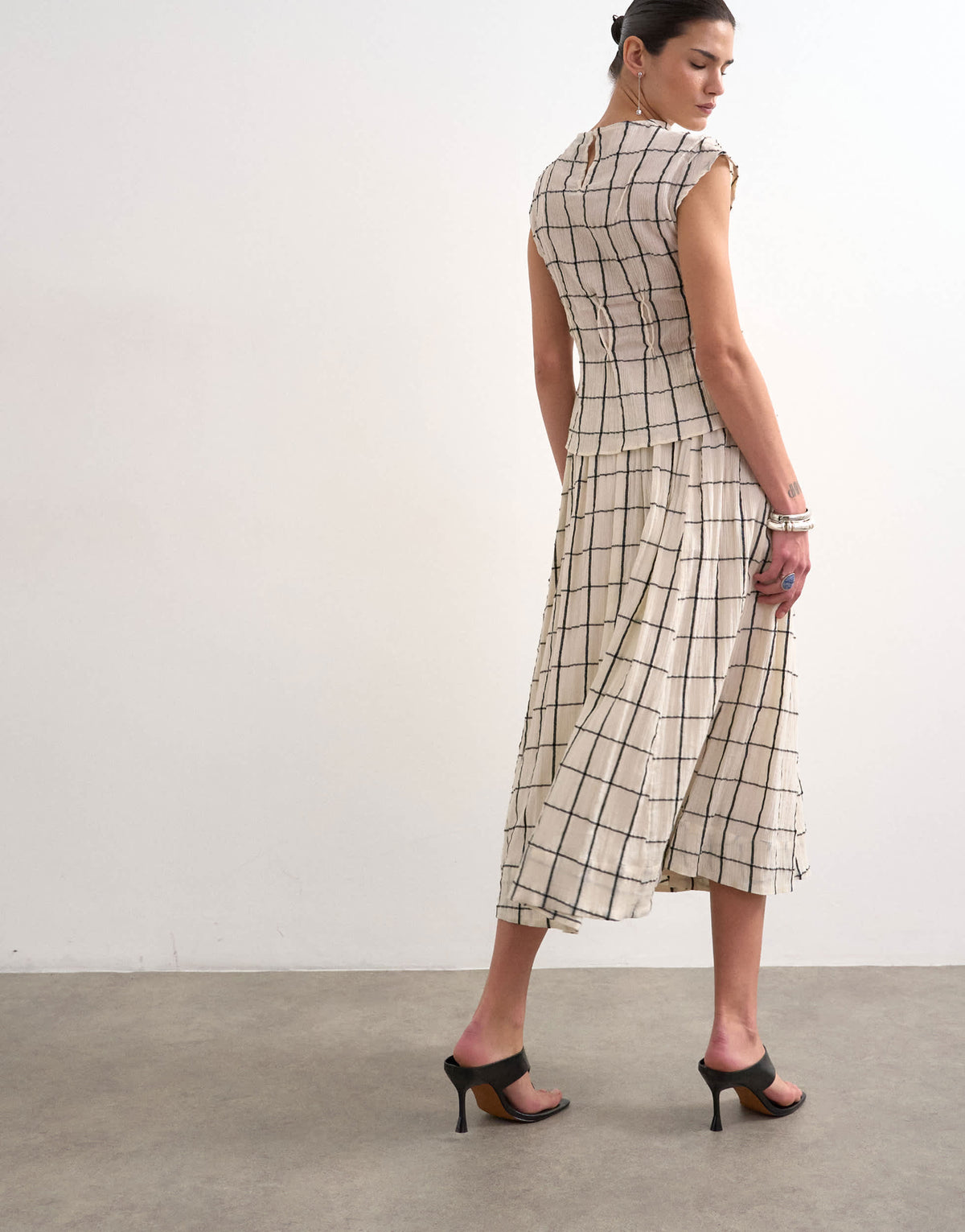 Topshop drop waist saloon maxi skirt in window pane check