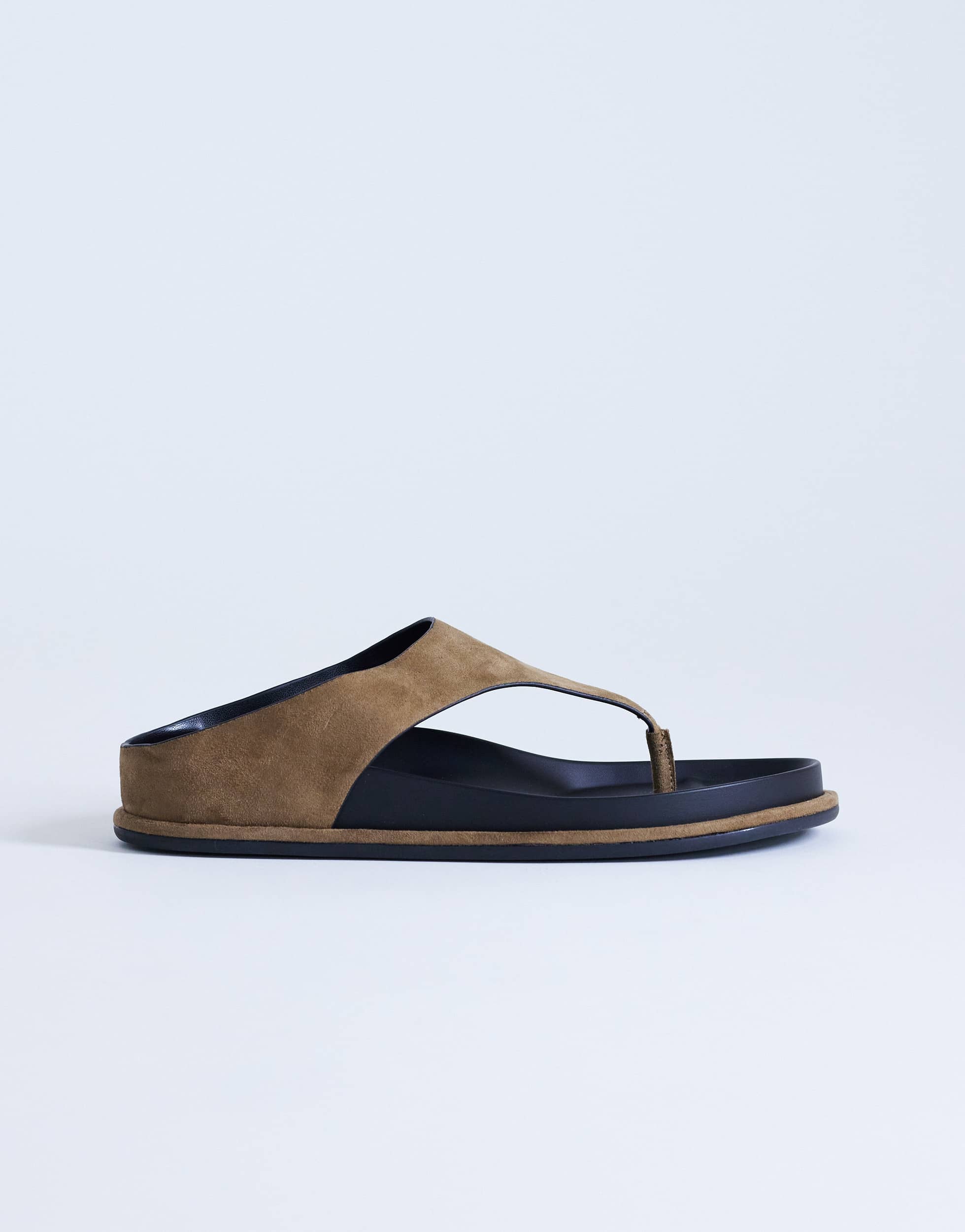 Topshop Angela toe thing footbed flat sandal in taupe